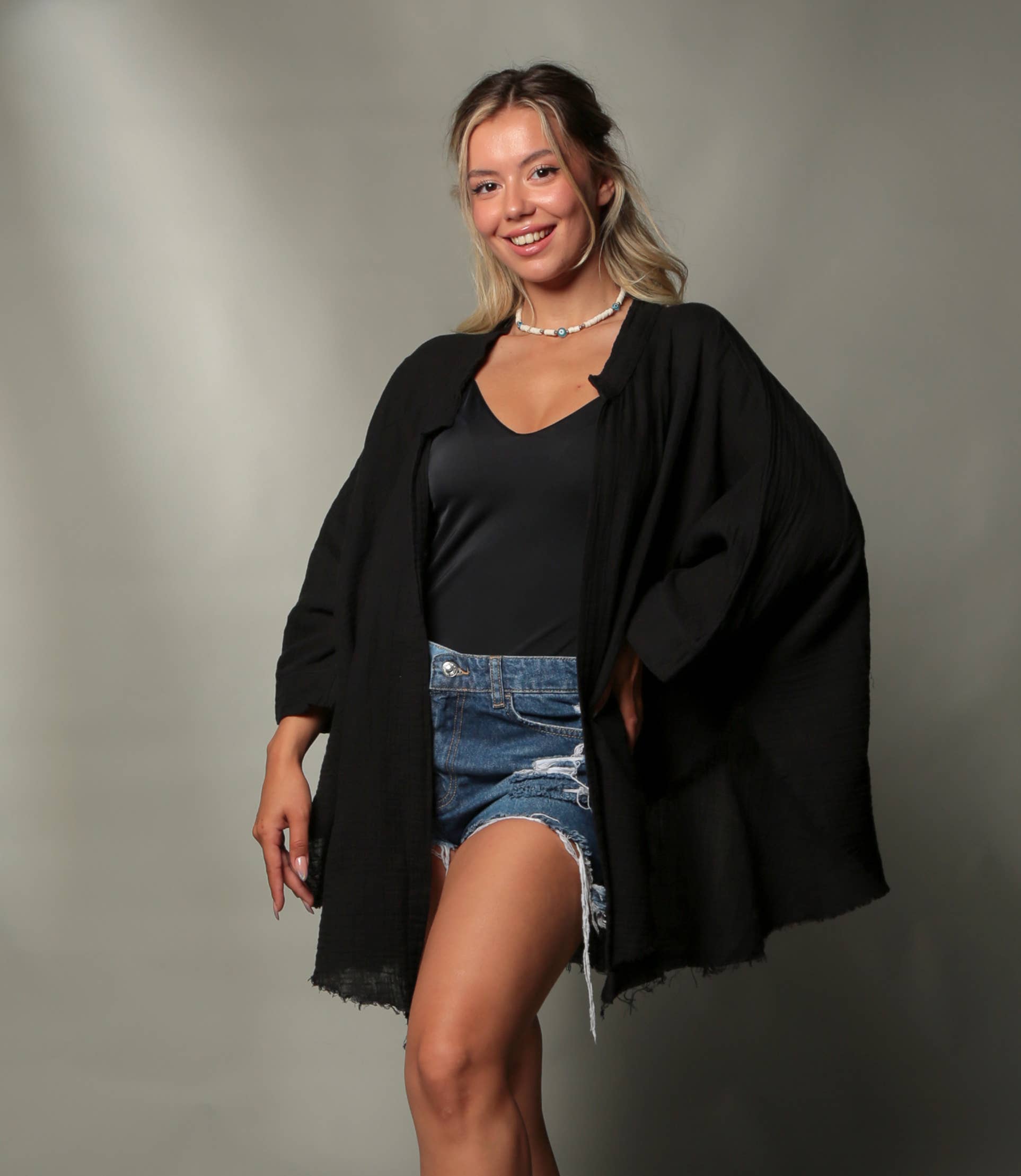 Moon Phases Muslin Kimono Robe / Poncho
