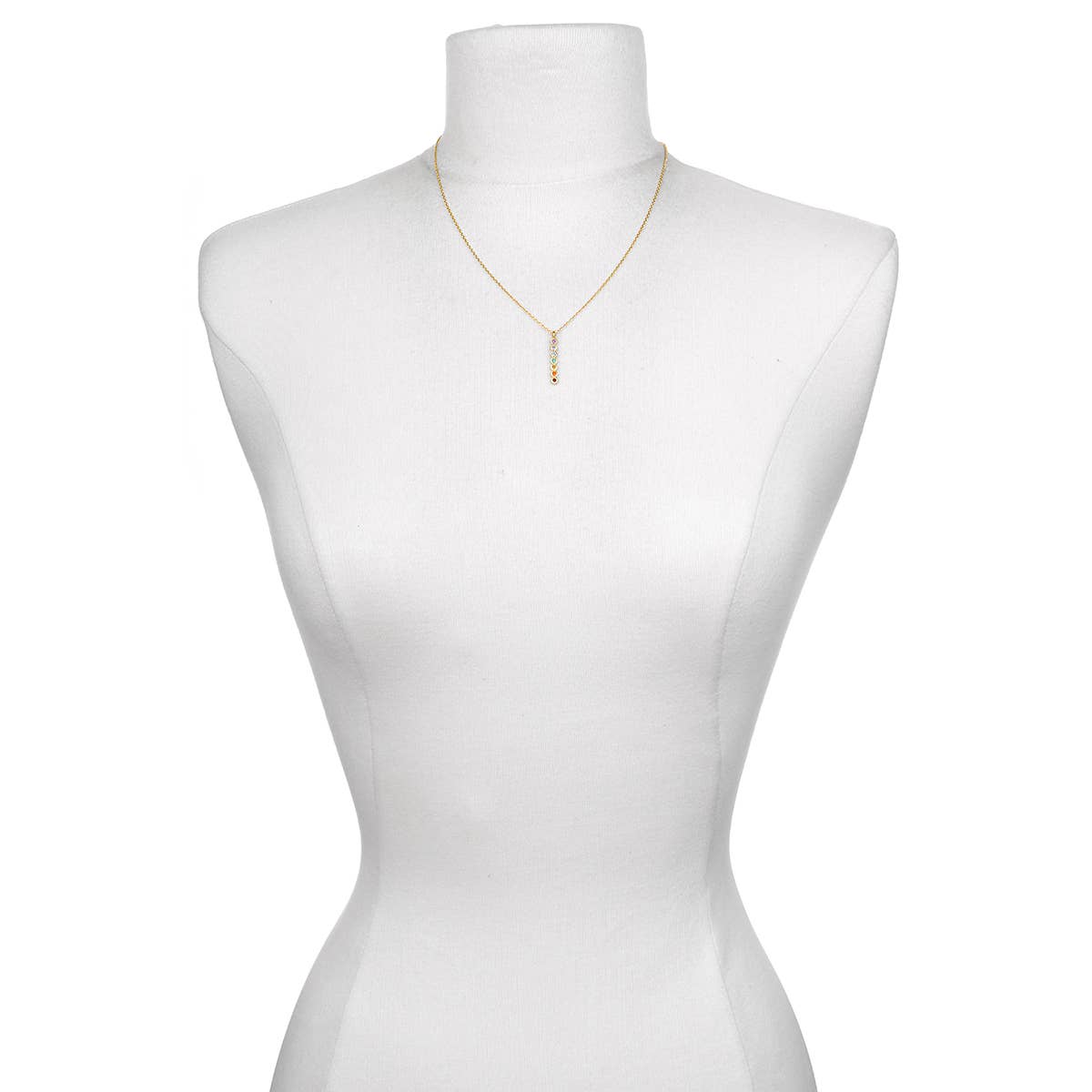 Multi Stone Chakra Stick Necklace