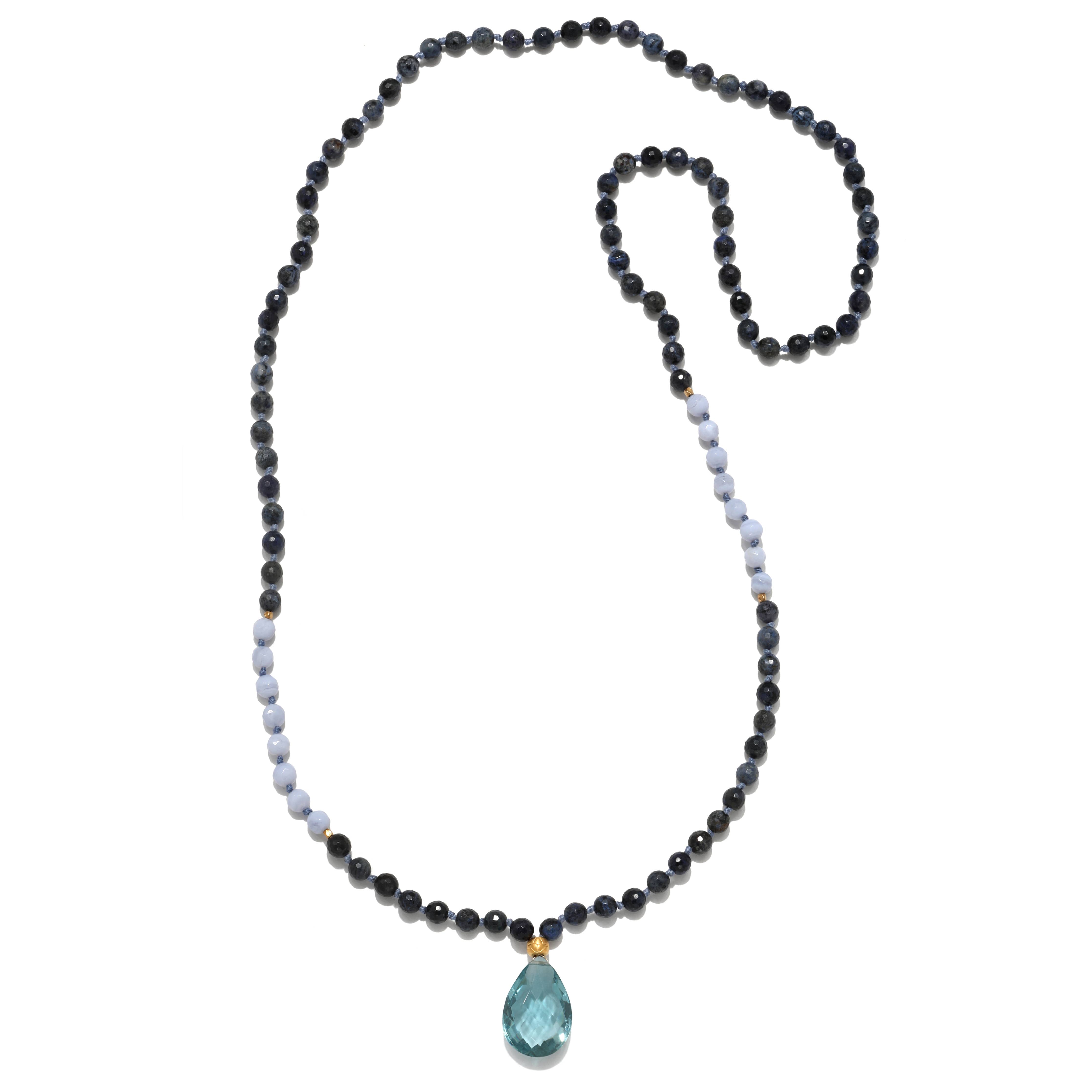 33" Skyblue topaz color block mala