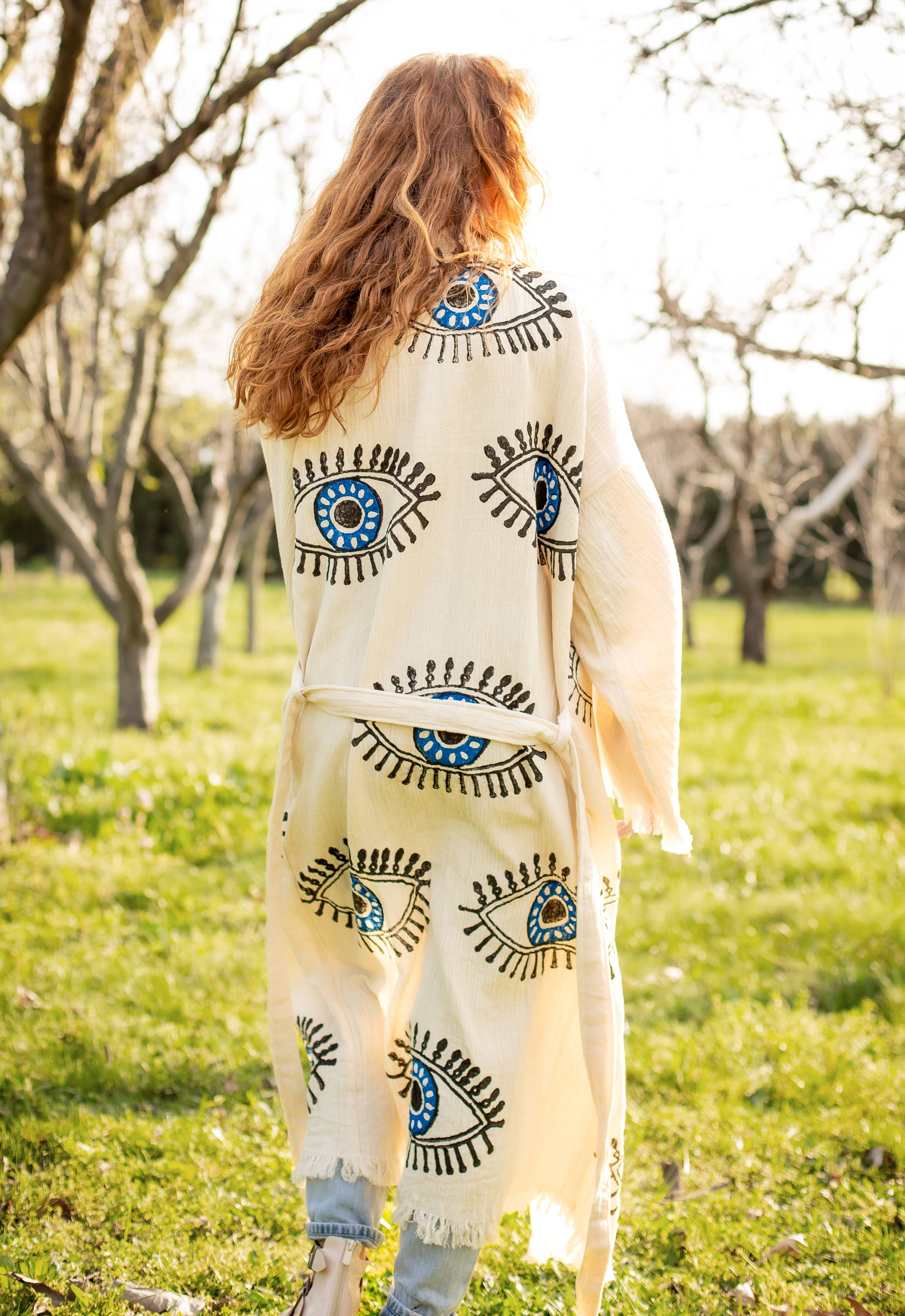 Turkish Evil Eye Short Kaftan Kimono