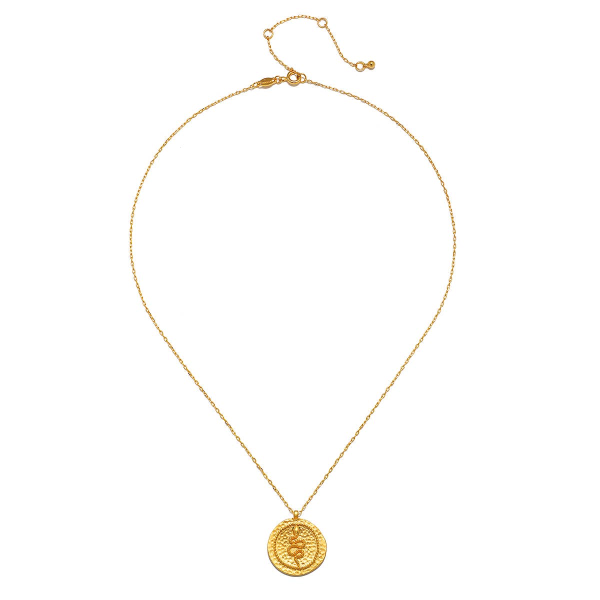 18" Emerald Snake Coin Pendant Necklace