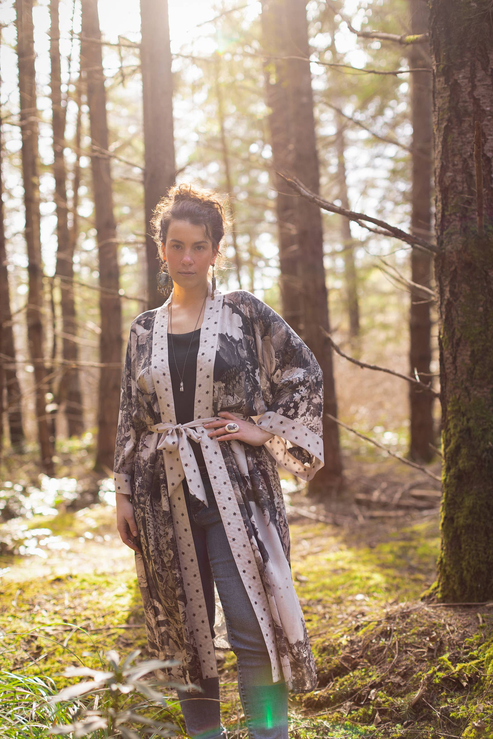 The Looking Glass Opera Duster Bamboo Kimono Robe w/ Alice