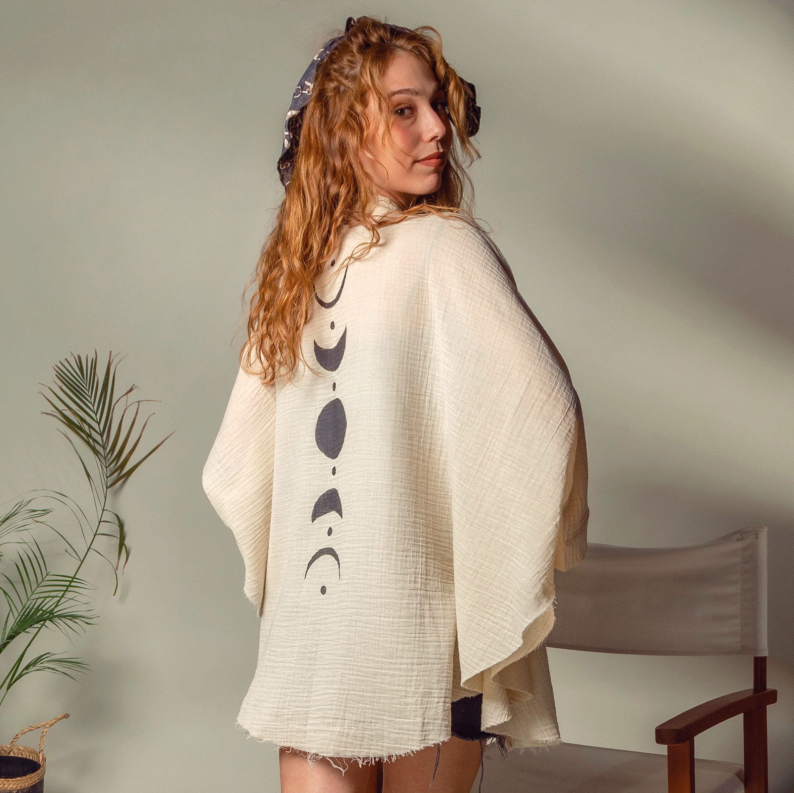 Moon Phases Muslin Kimono Robe / Poncho