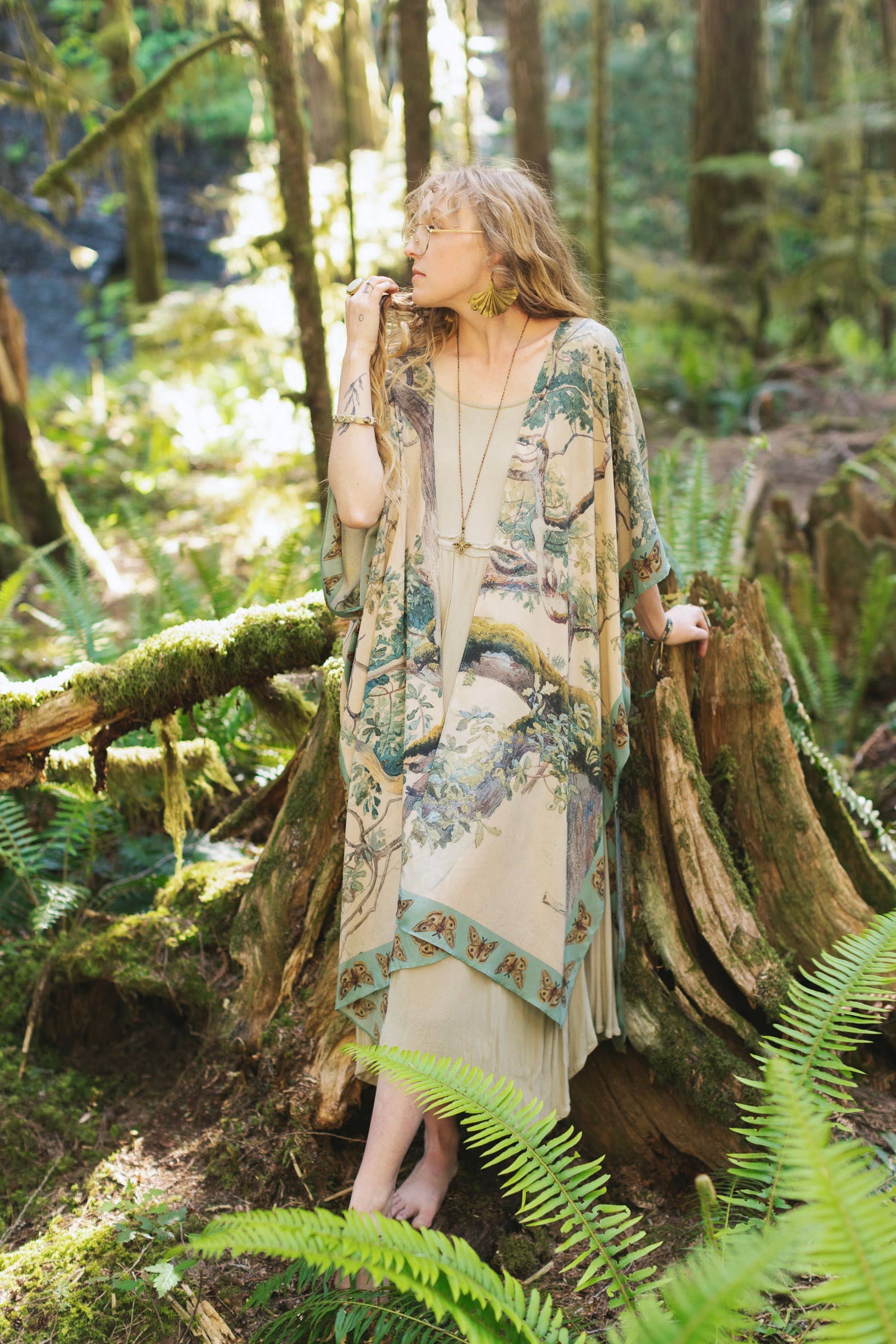 Earth and Sky Bohemian Goddess Starduster Kimono w/Trees