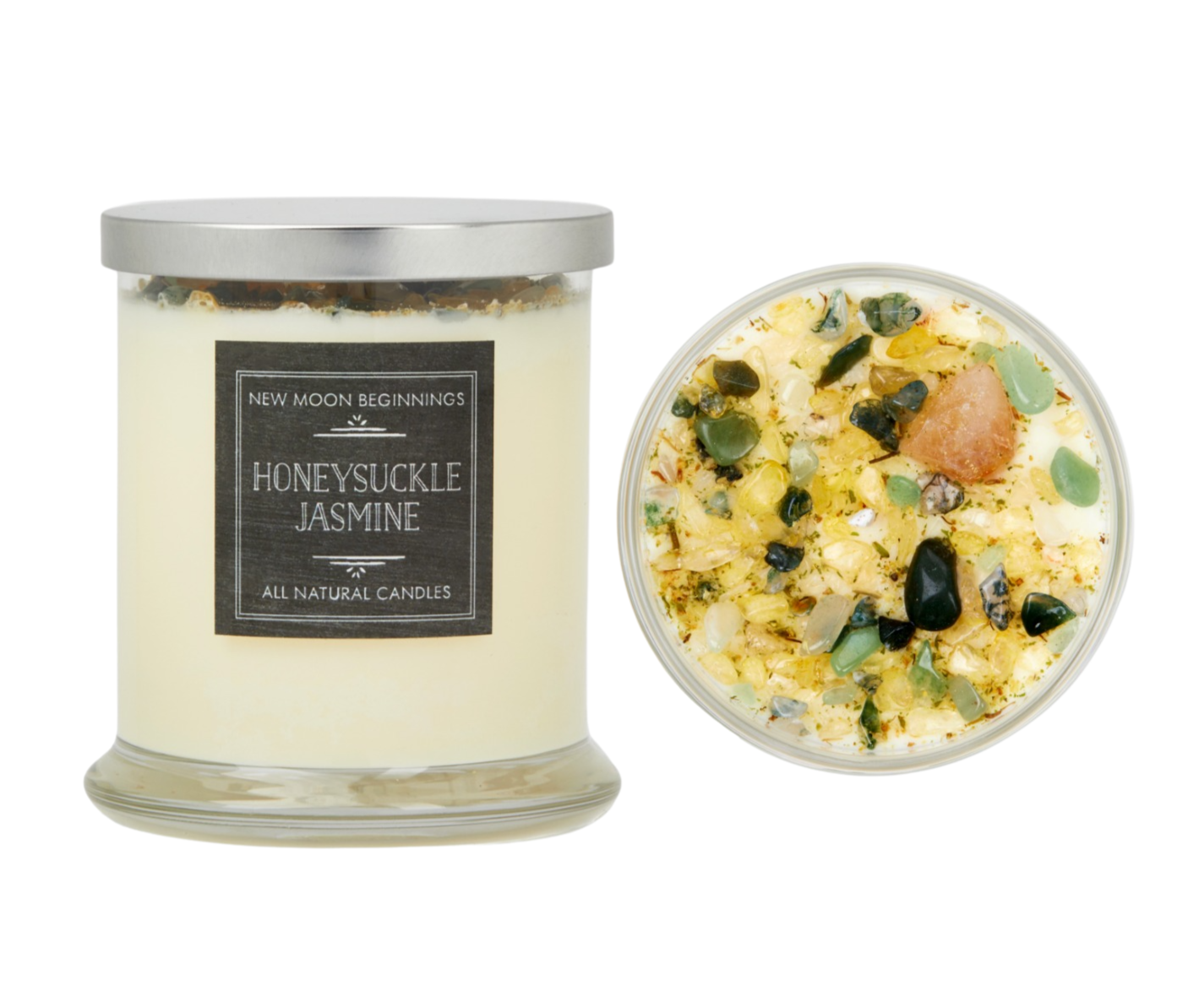 Honeysuckle Jasmine Candle - Herb, Flower, & Crystal Candle