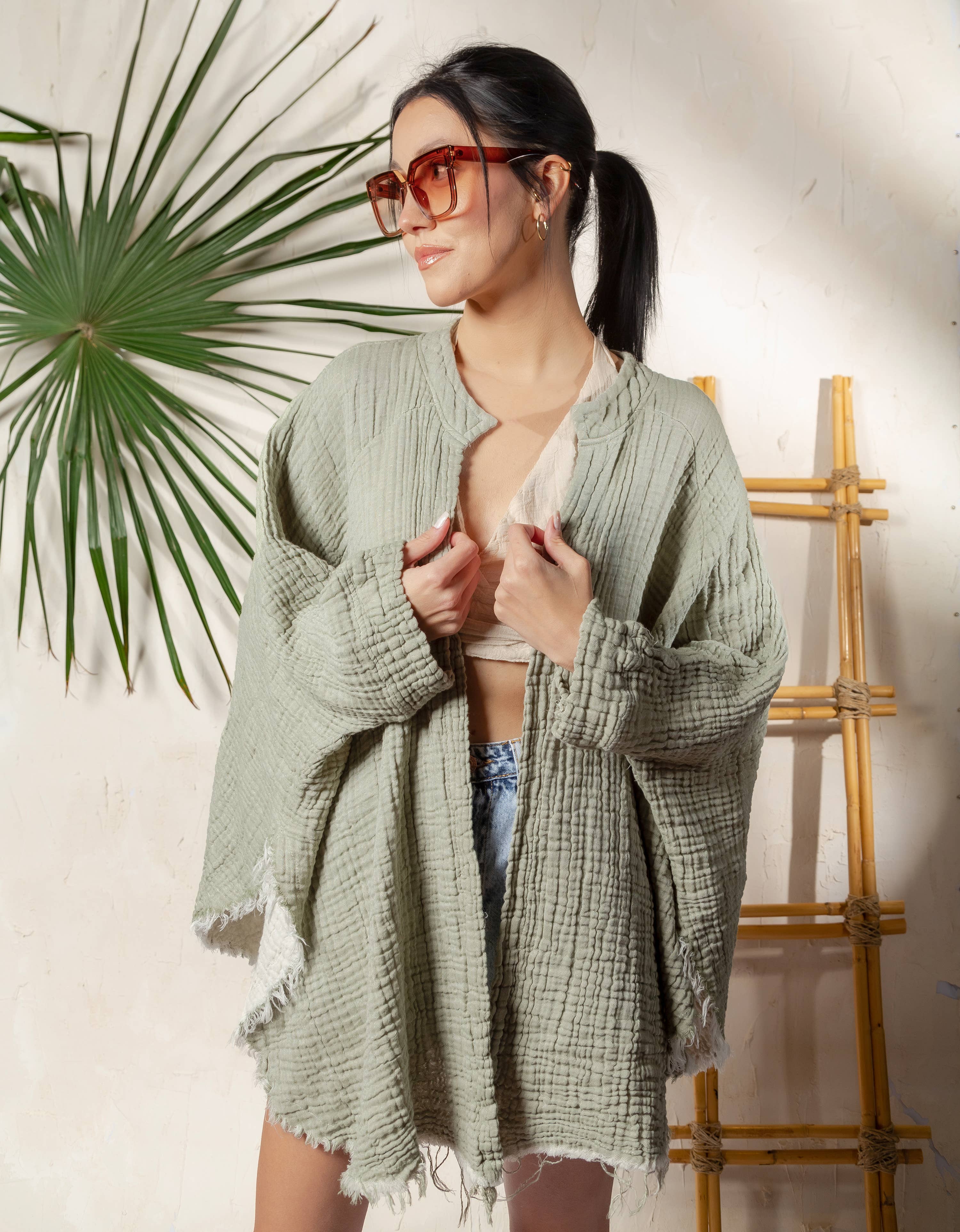 Boho Muslin Kimono Poncho