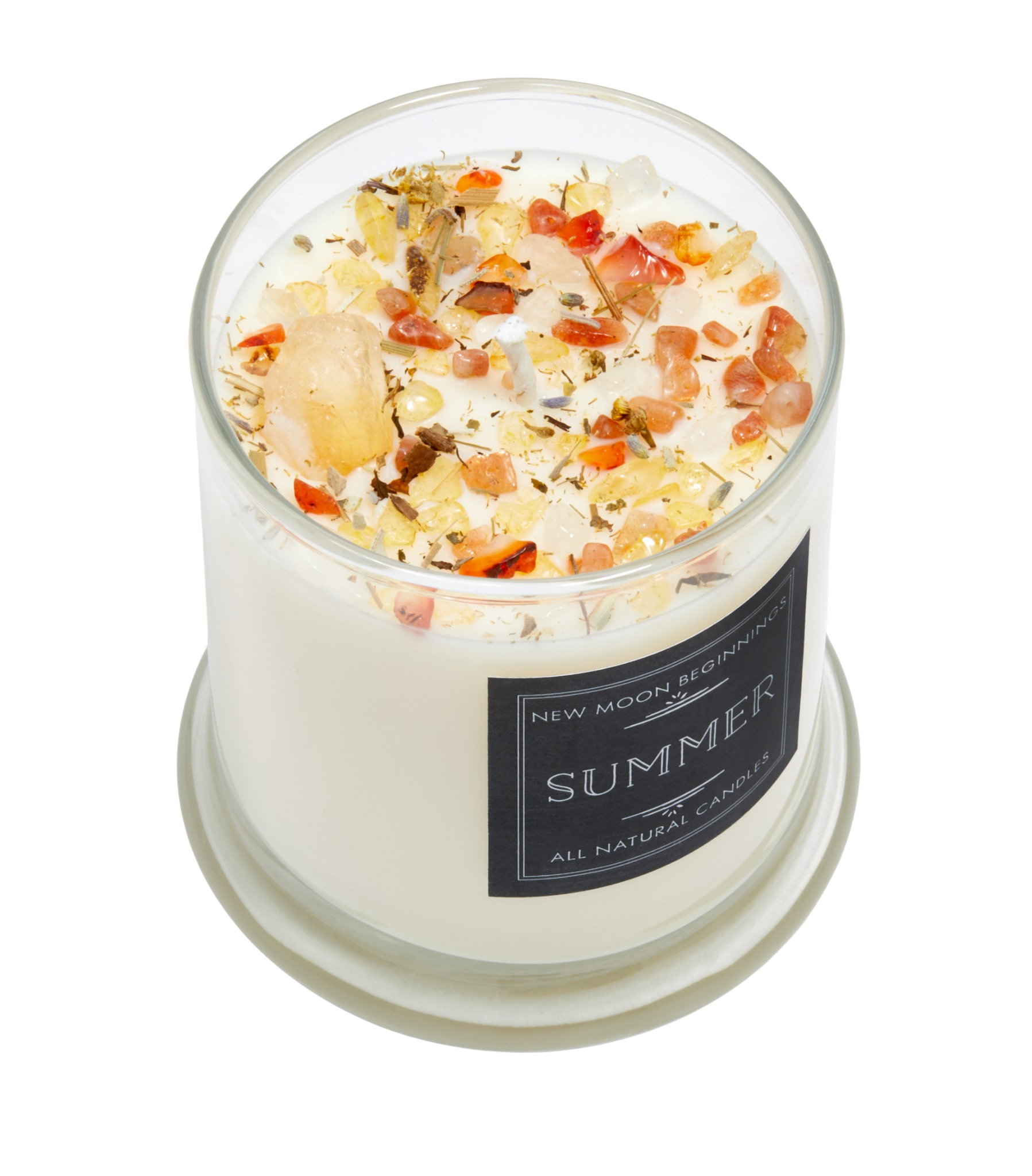 Summer Candle - Herb & Crystal Candle - Seasonal Soy Candle