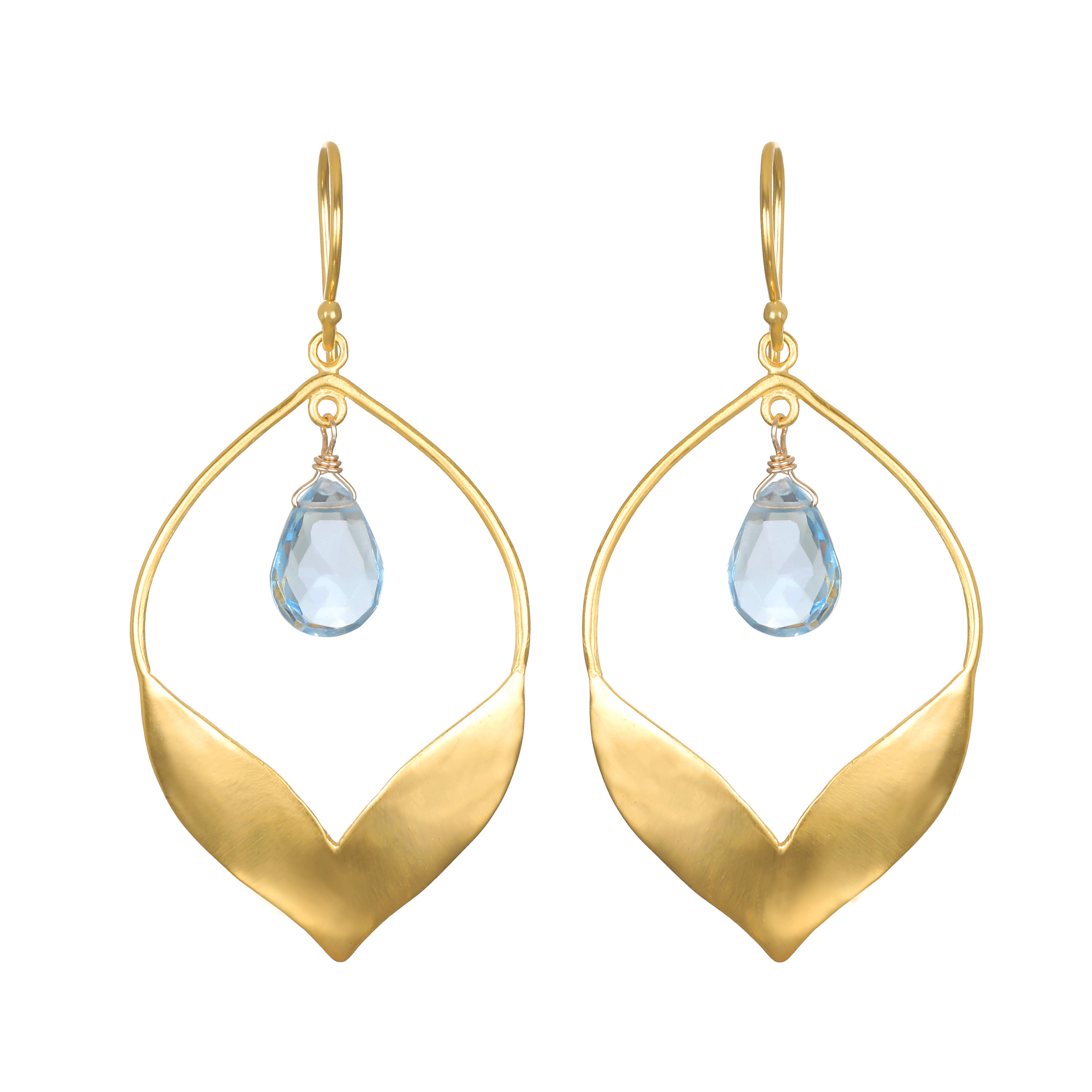 Lotus - Blue topaz lotus earrings