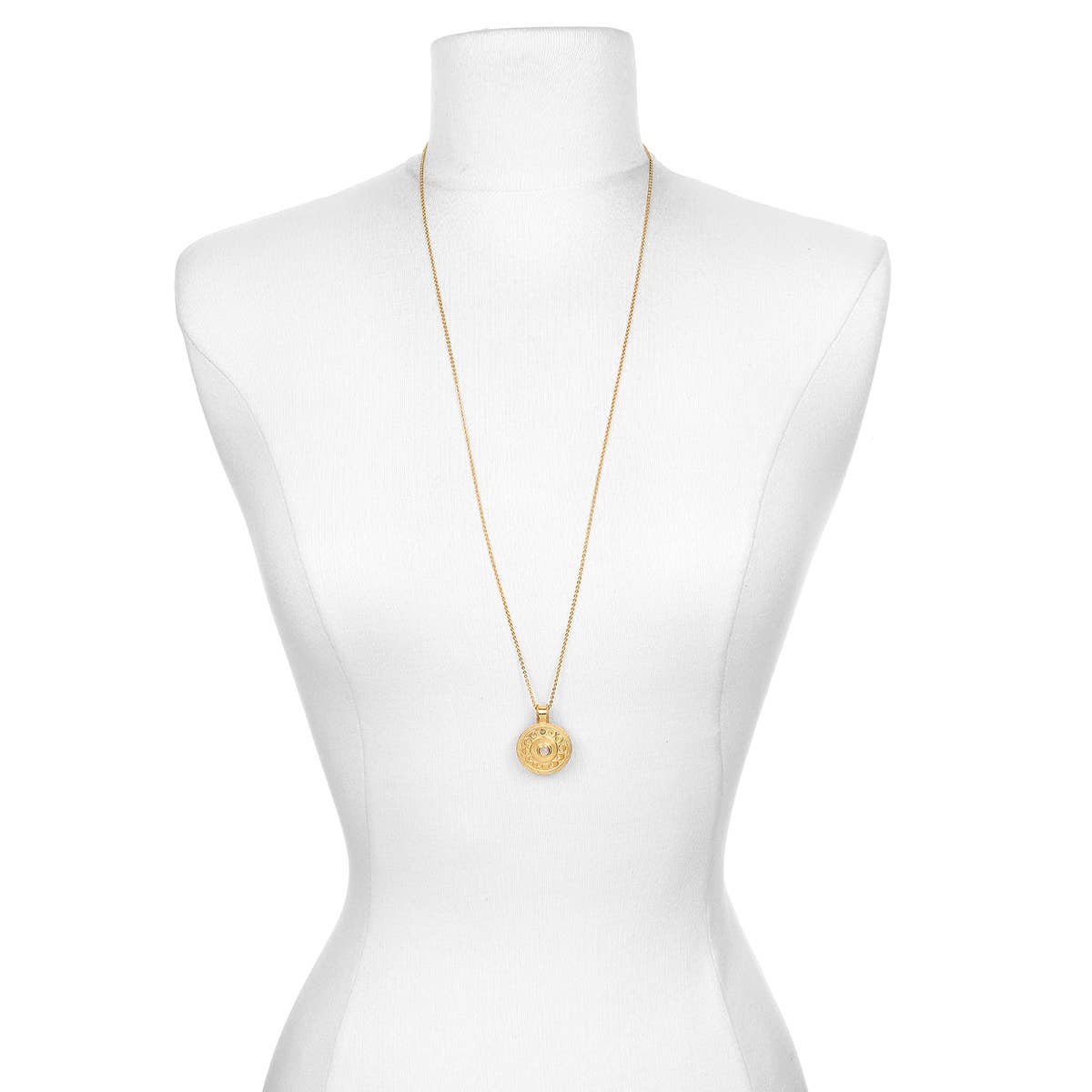 Moonstone Gold Moon Phase Necklace 30-inch