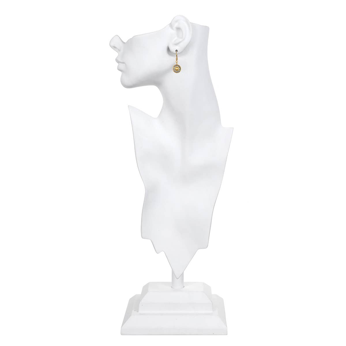 White Topaz Gold & Gunmetal Celestial Sun Moon Star Earrings