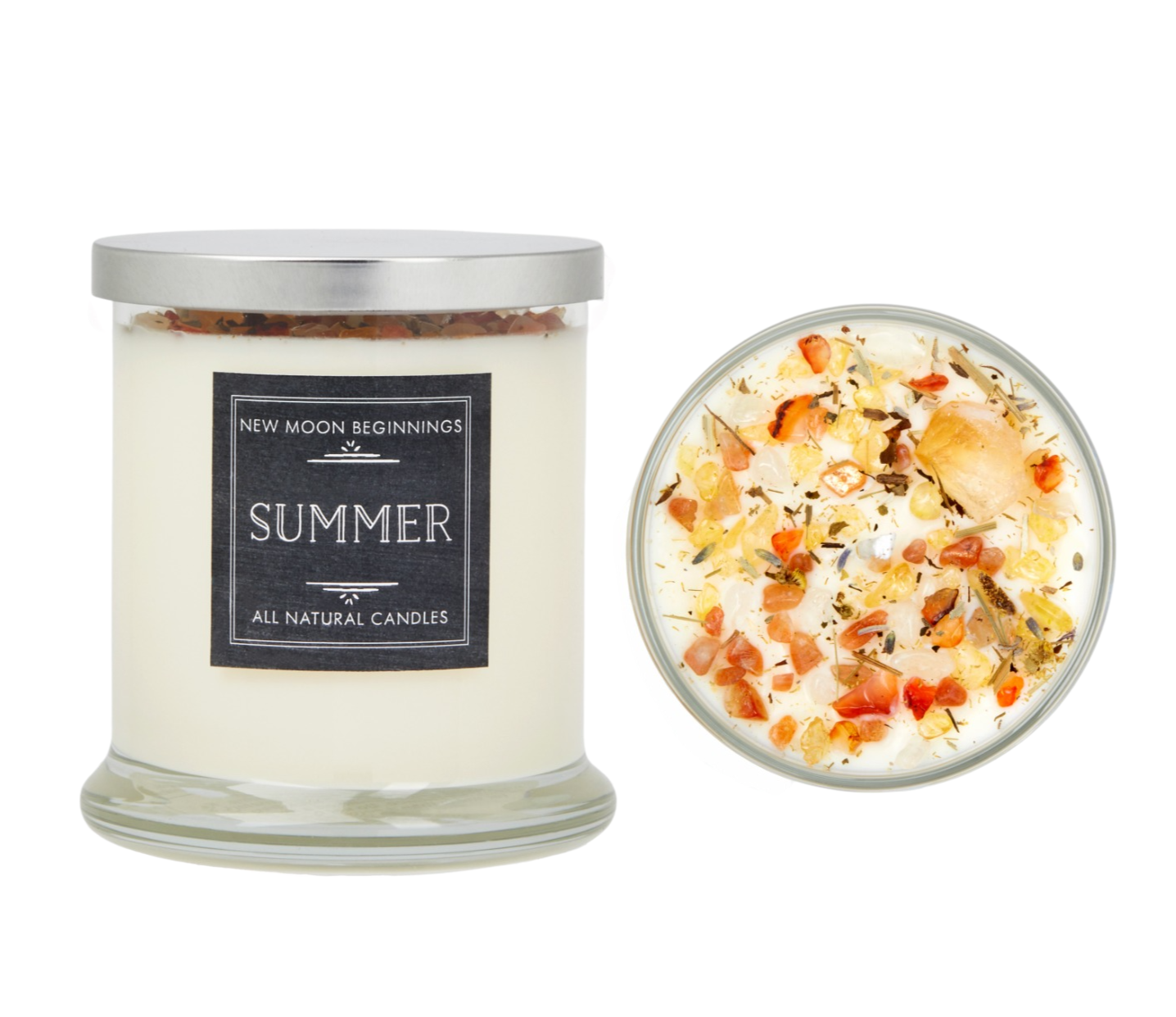Summer Candle - Herb & Crystal Candle - Seasonal Soy Candle