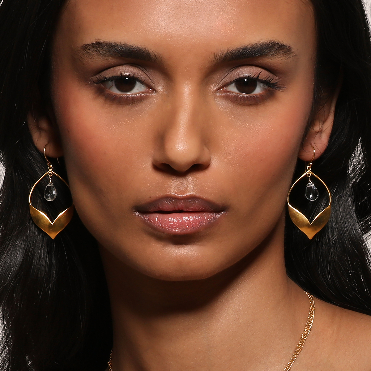 Lotus - Blue topaz lotus earrings