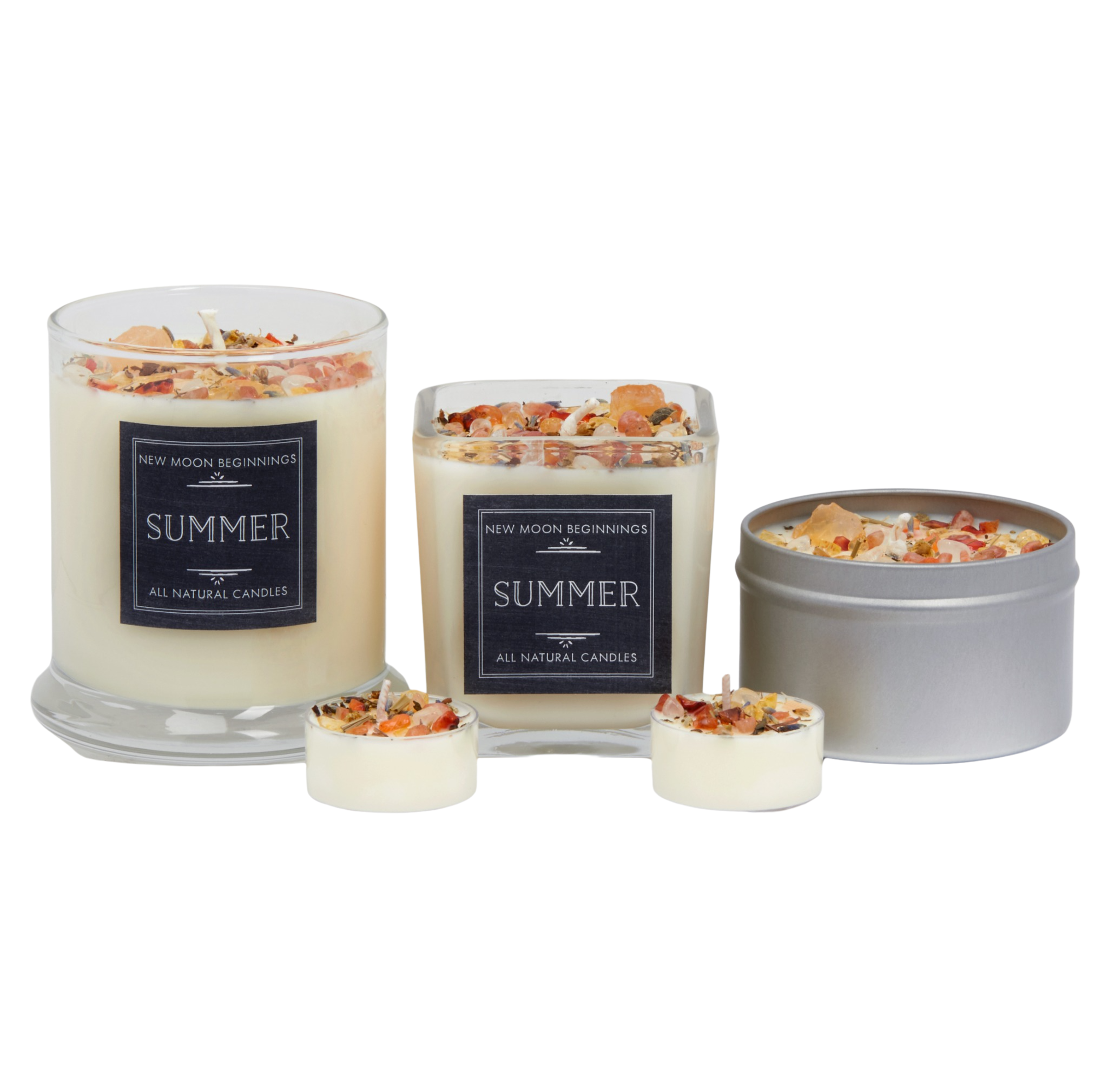 Summer Candle - Herb & Crystal Candle - Seasonal Soy Candle