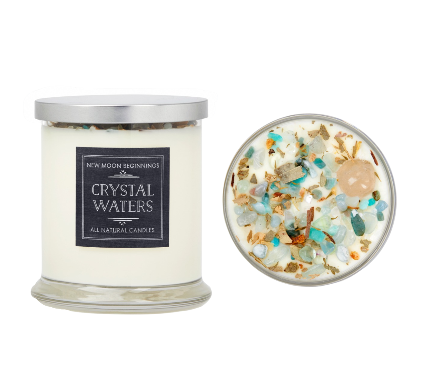 Crystal Waters Candle - Flower, Herb, and Crystal Candles