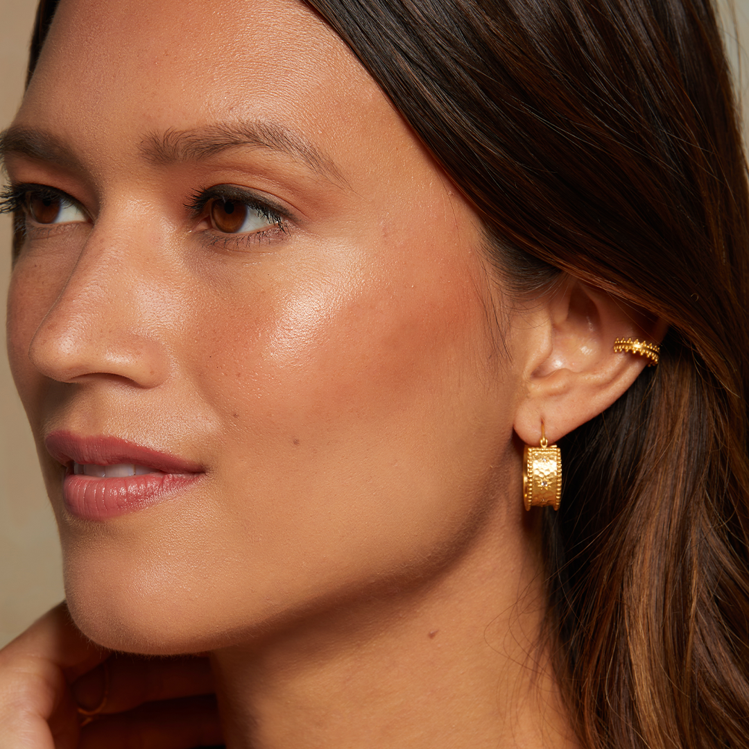 White topaz star hoop earrings