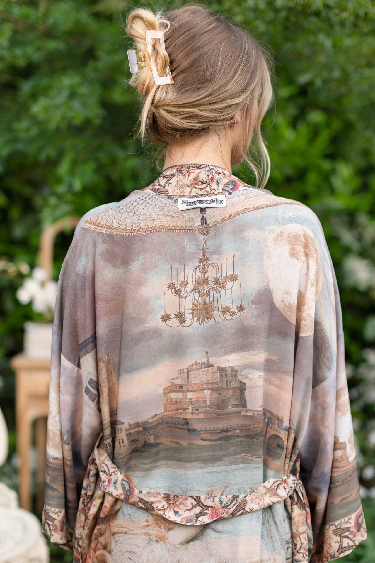 Imaginarium Matinée Duster Bamboo  Kimono w/ Moon mid-length