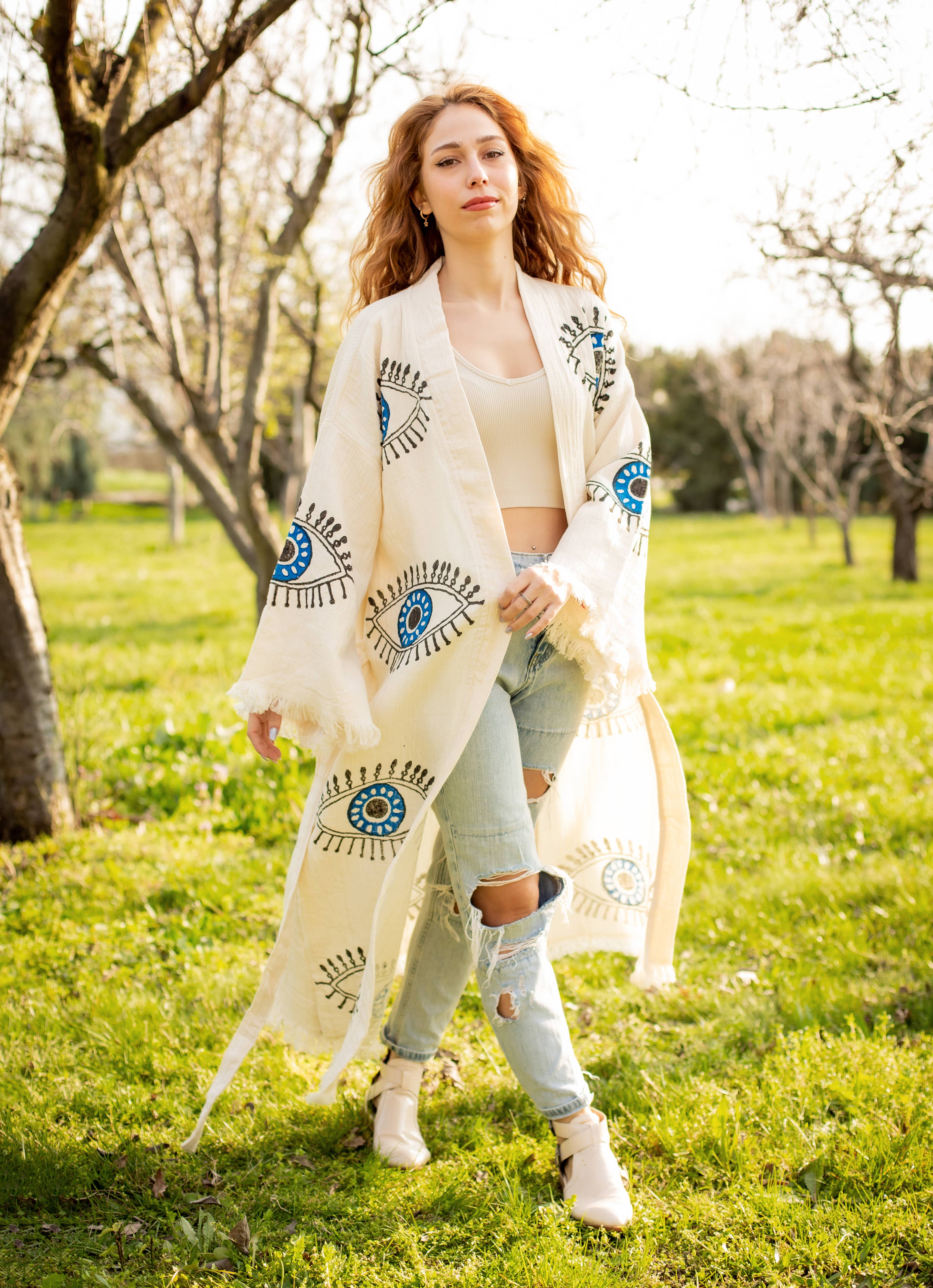Turkish Evil Eye Short Kaftan Kimono