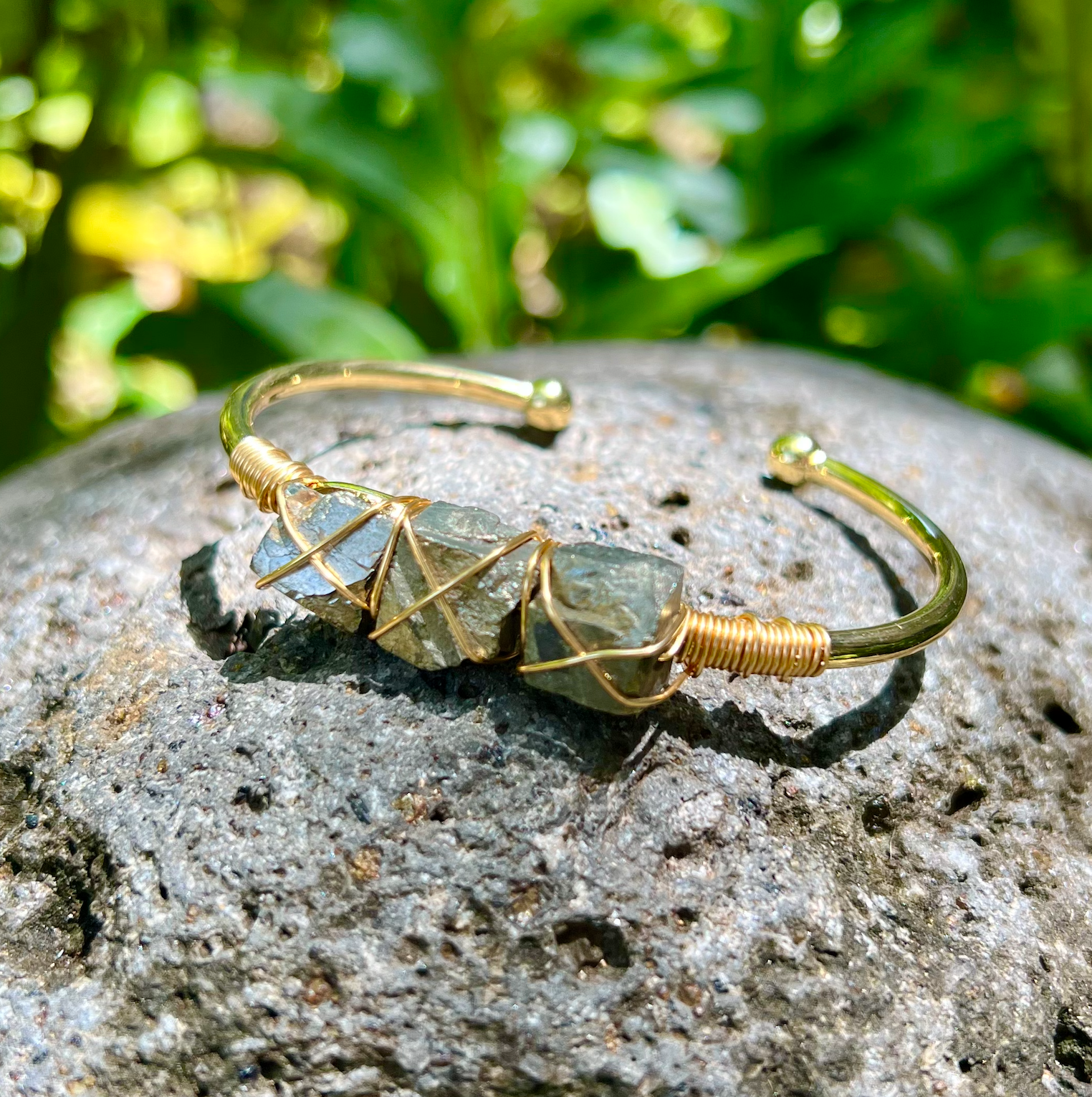 Pyrite Gold Bangle Cuff ~ "Manifesting & Positive Energy"