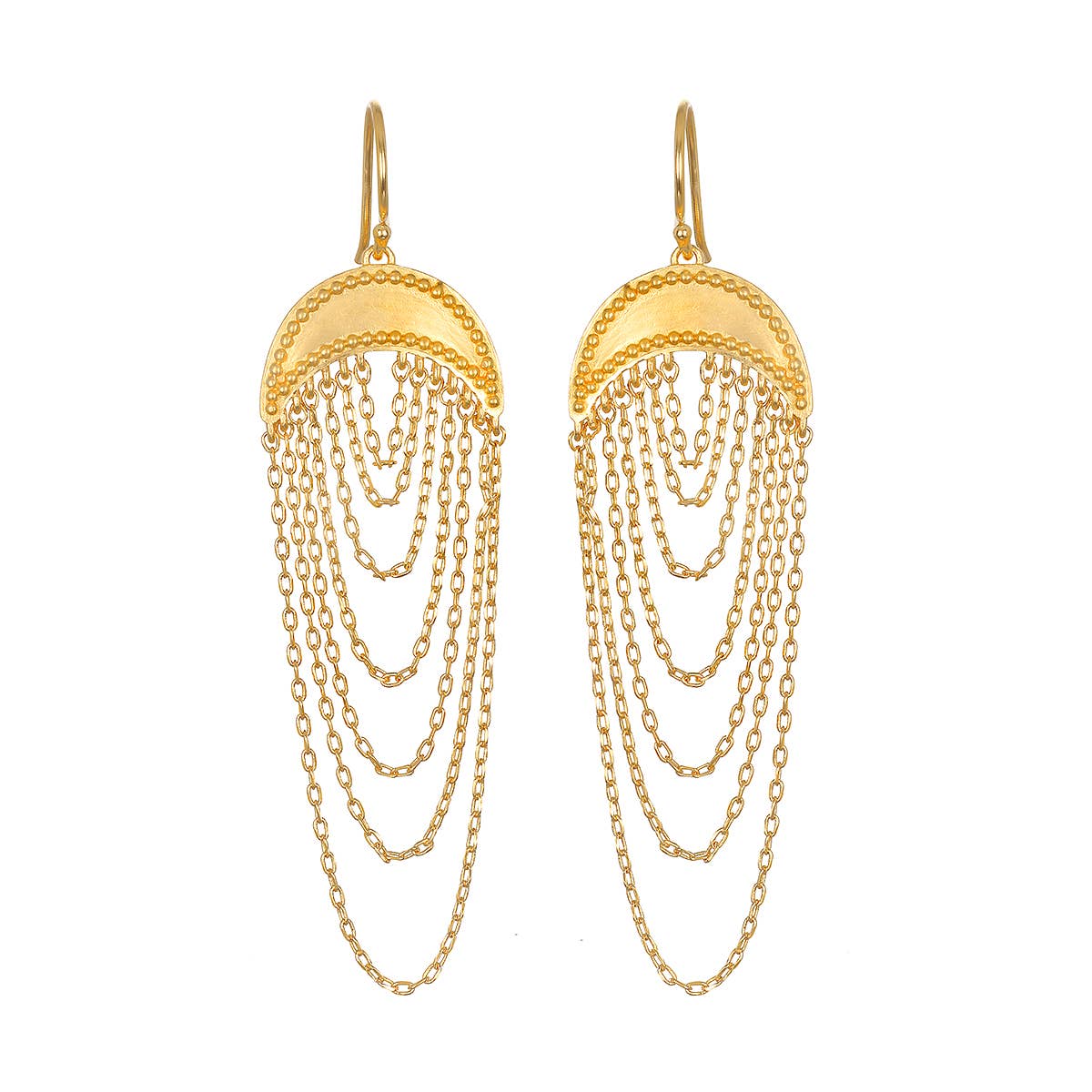 Drape chain moon earrings