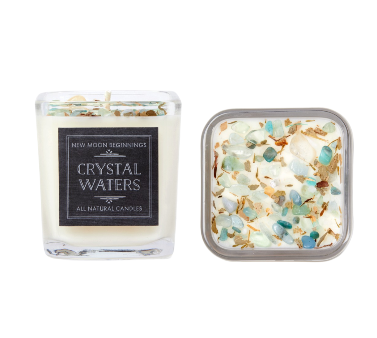 Crystal Waters Candle - Flower, Herb, and Crystal Candles
