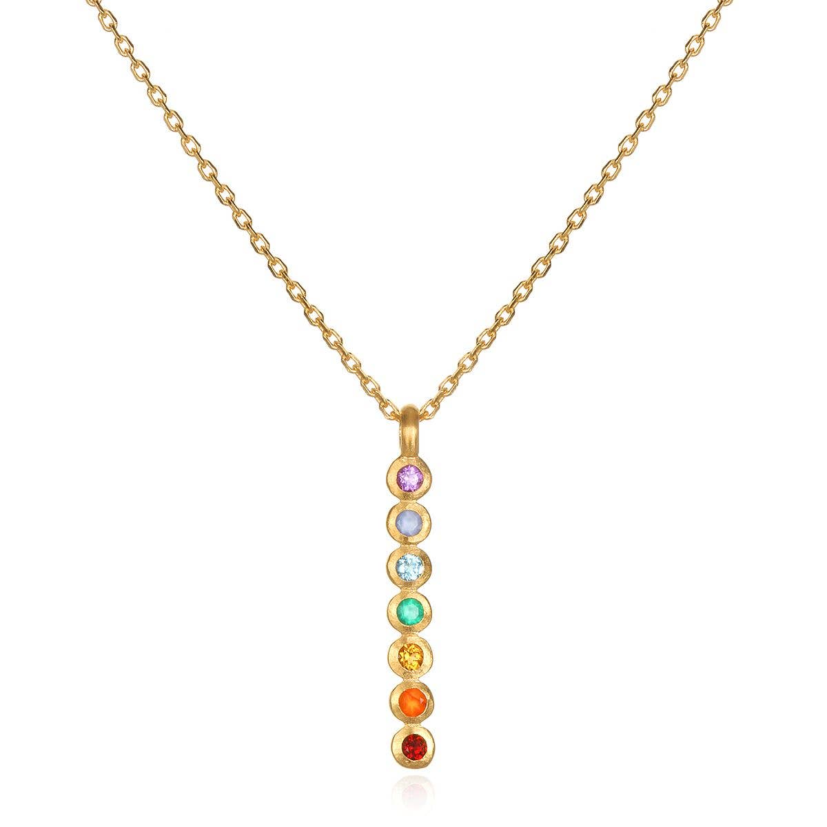 Multi Stone Chakra Stick Necklace