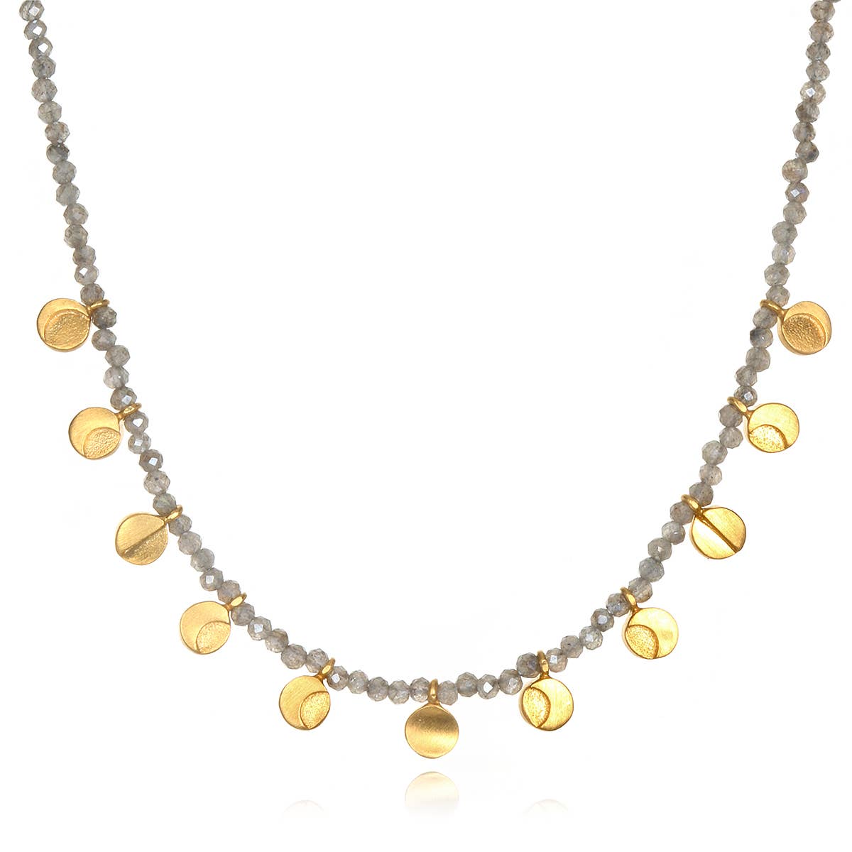Labradorite Gold Moon Phase Choker Necklace