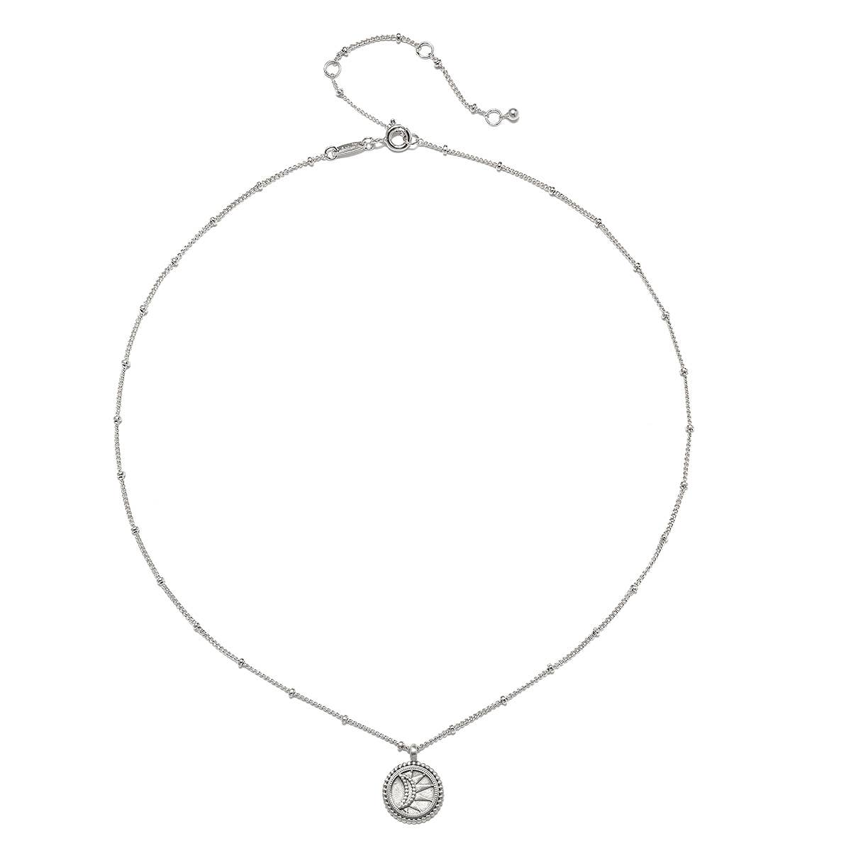 16" Dot Sunburst Pendant Necklace - Silver