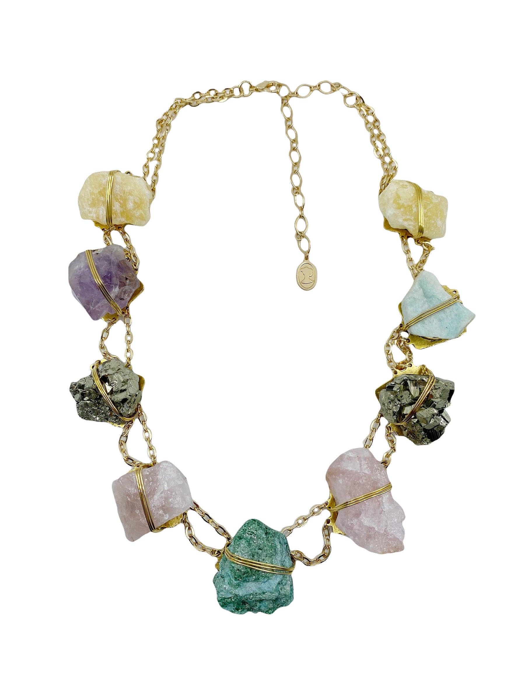 Rainbow Healing Crystal Statement Necklace