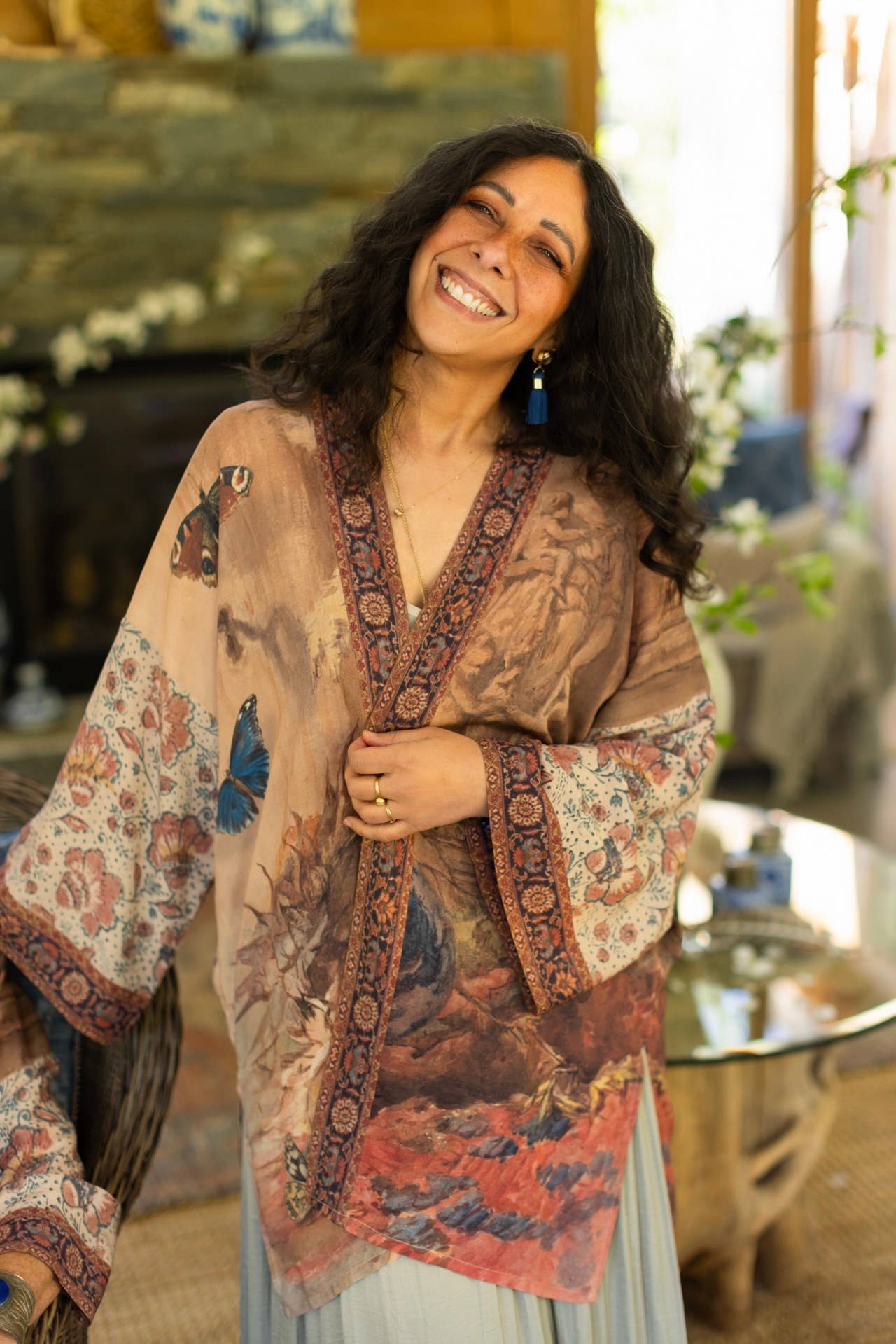The Storyteller Matinée Duster Bamboo Kimono w/ Chinoiserie