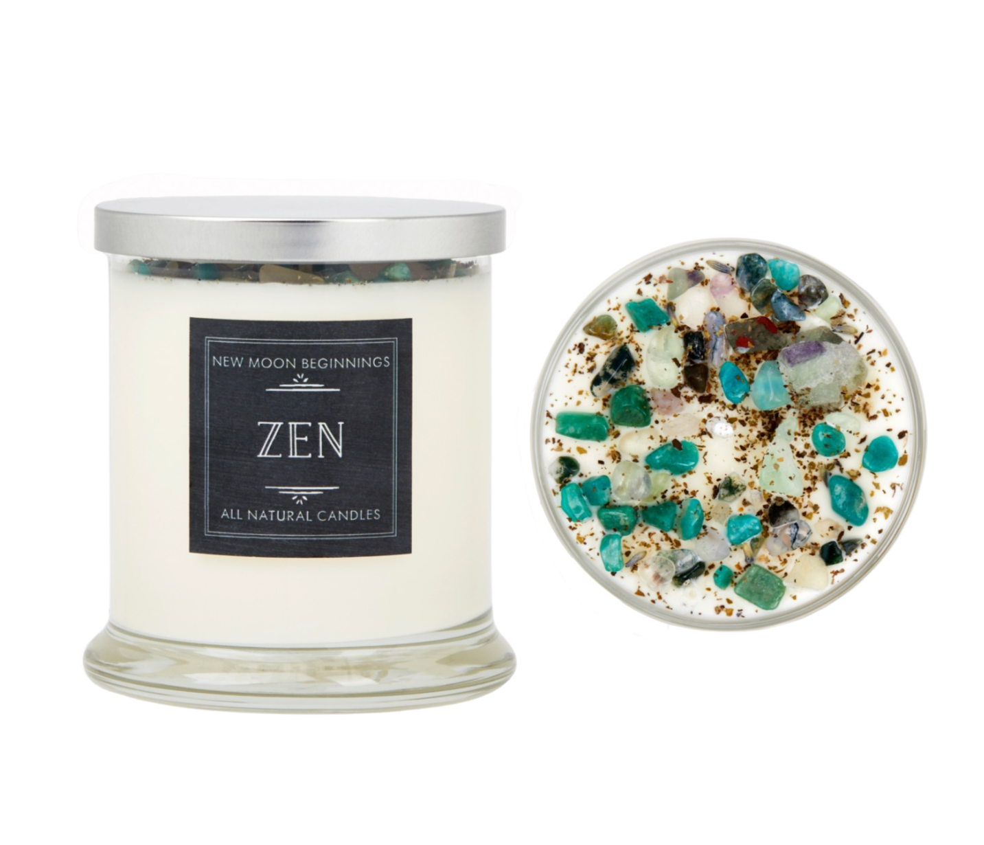 Zen Candle - Soy Candles - Herb, Flower, & Crystal Candle