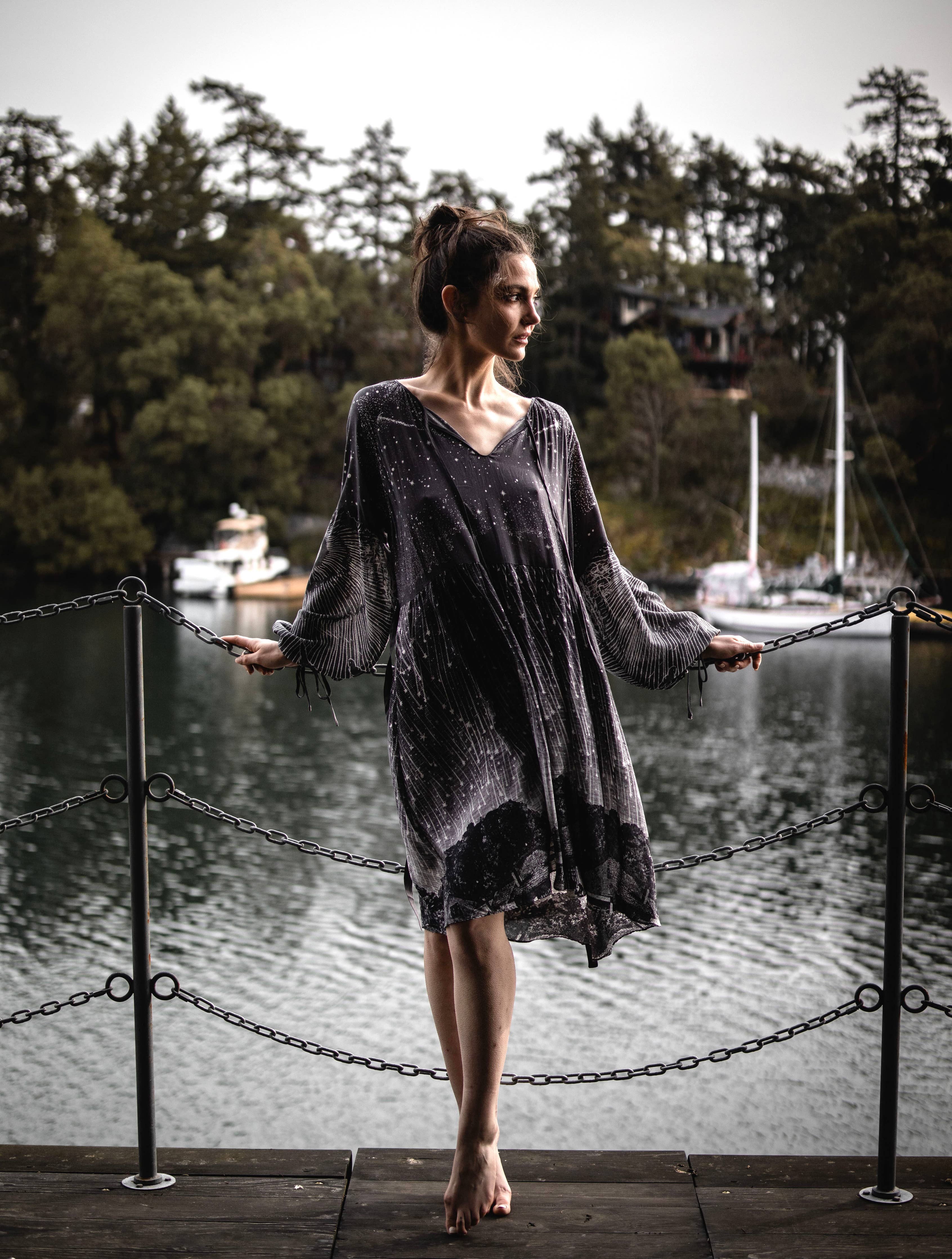 Stargazer Reversible Bamboo Frock Dress, Layering Tunic 