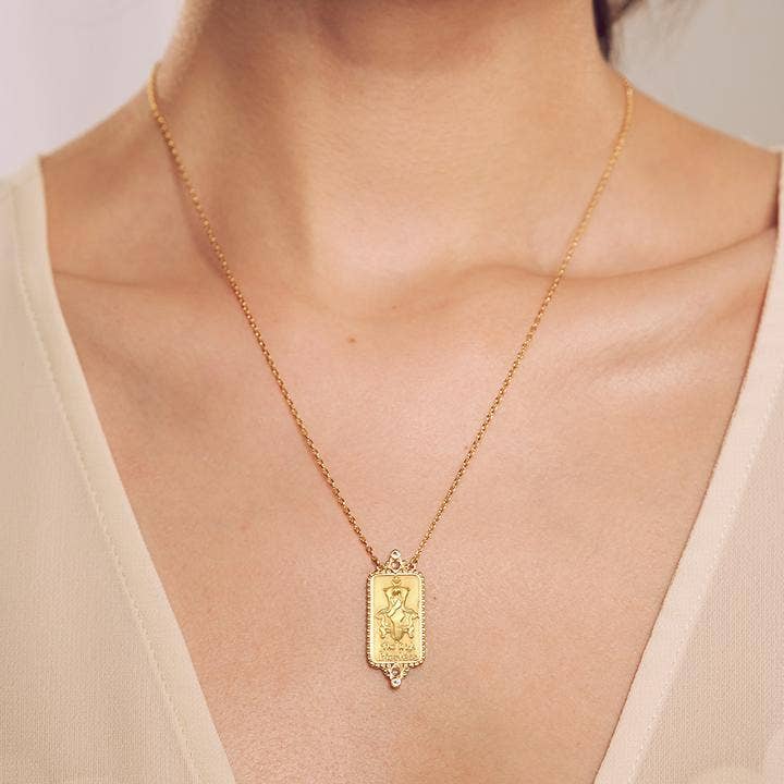 High Priestess Tarot white topaz Necklace ~ with 2" extender