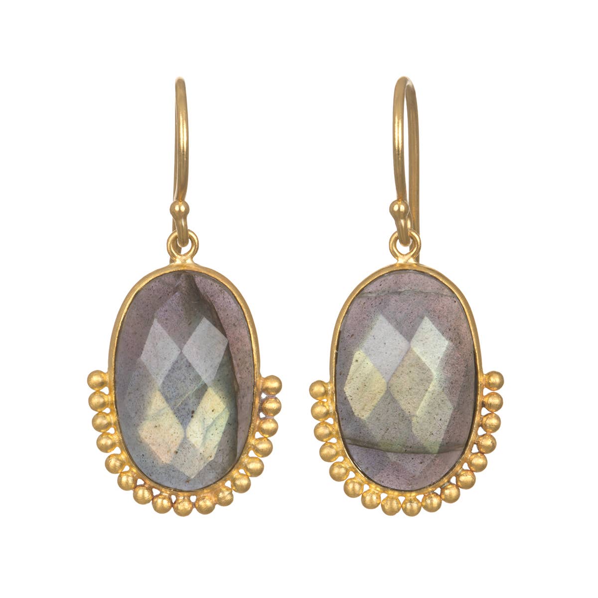 Labradorite Gold Dot Earring