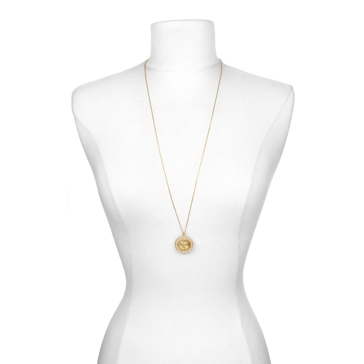 Abundance White Topaz Gold Lakshmi Necklace 30"