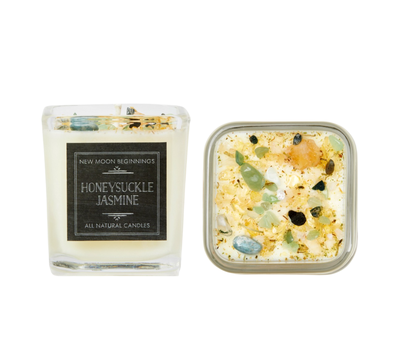 Honeysuckle Jasmine Candle - Herb, Flower, & Crystal Candle