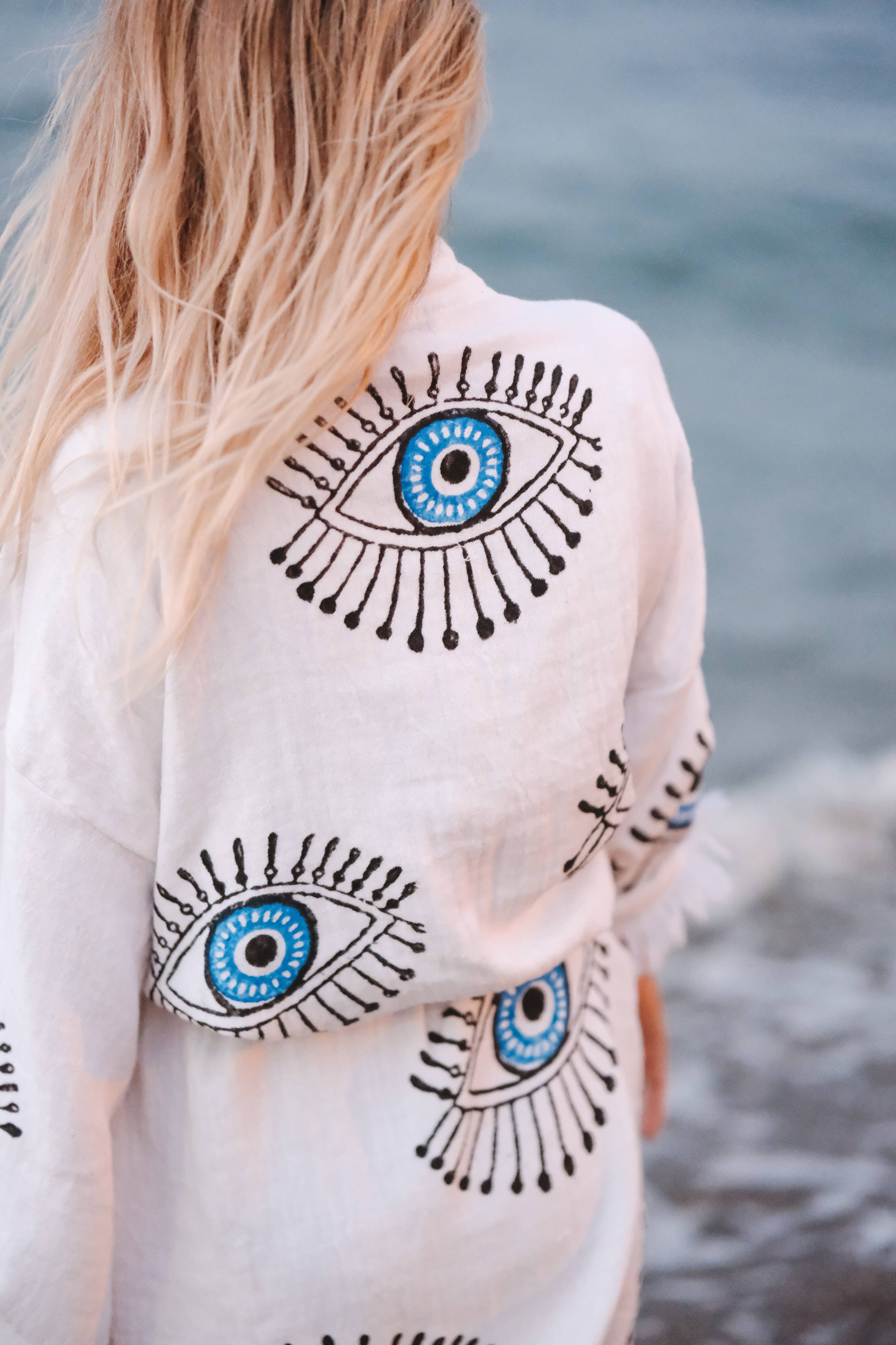 Turkish Evil Eye Long Kaftan Kimono