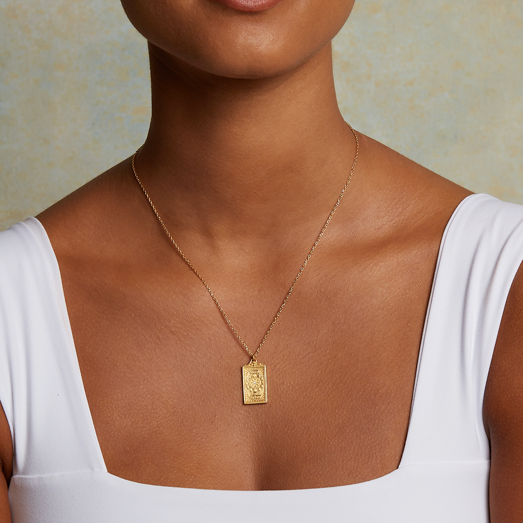 18" Wheel of Fortune tarot card necklace