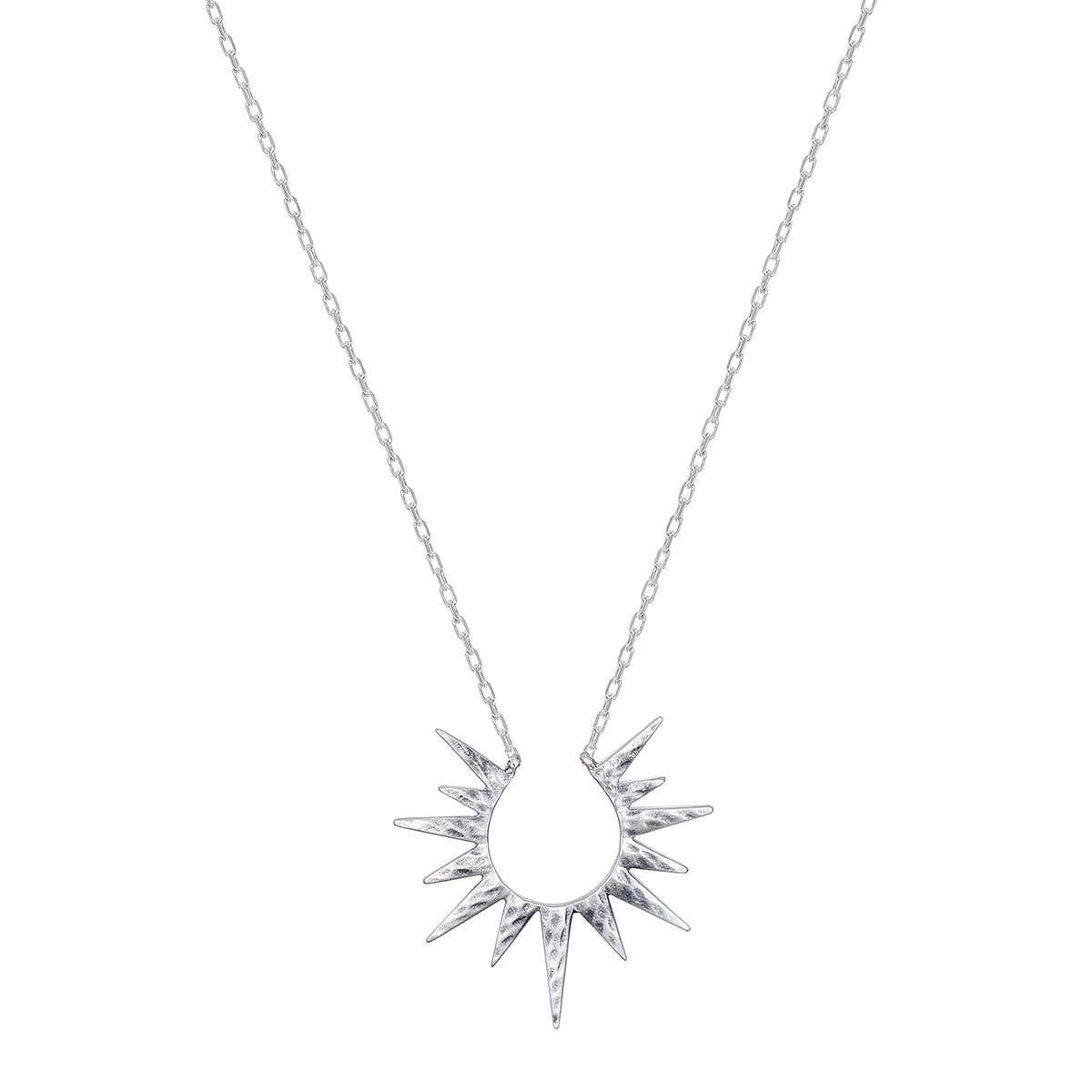 16" Burst Pendant Necklace - Silver