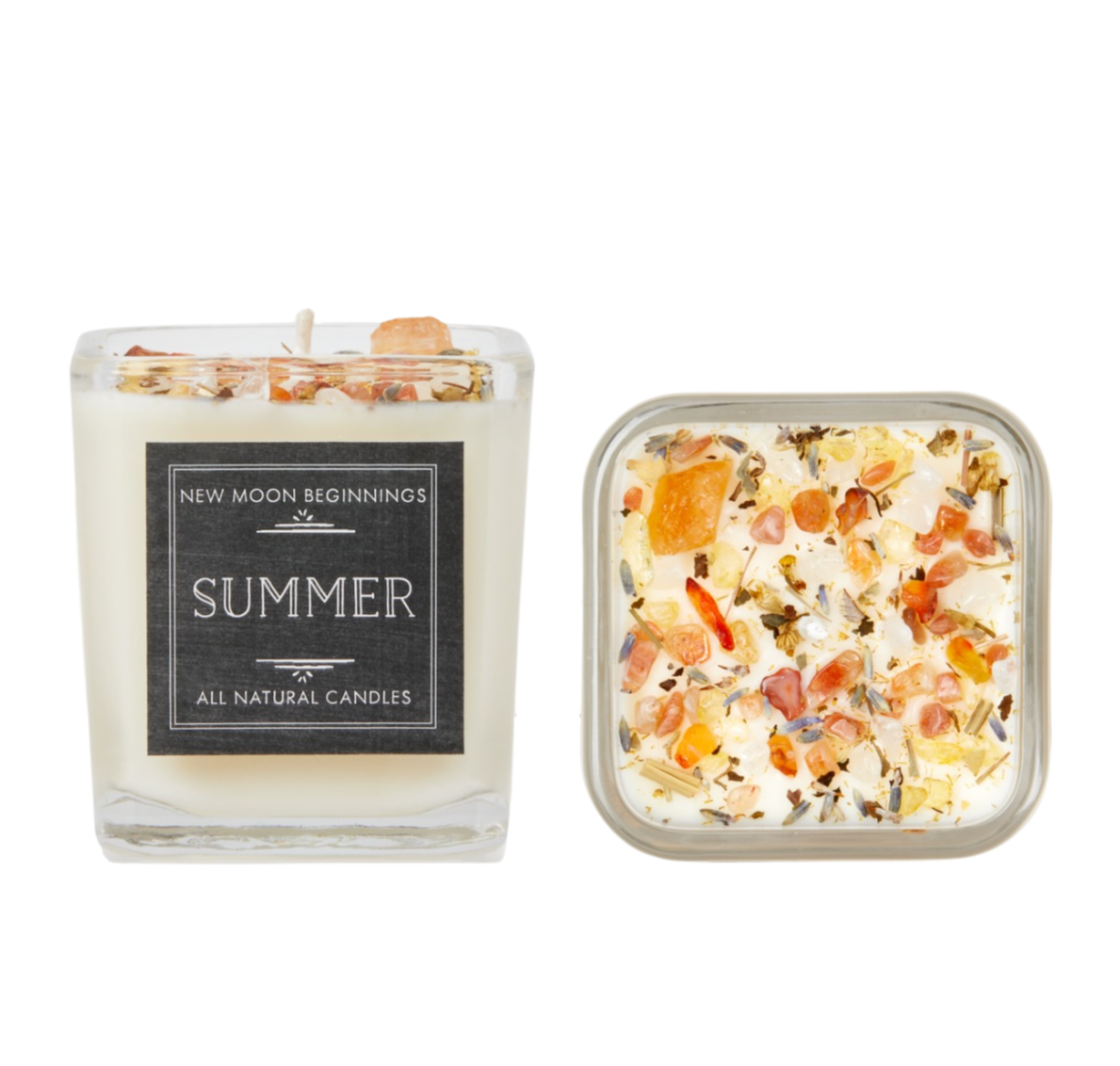 Summer Candle - Herb & Crystal Candle - Seasonal Soy Candle