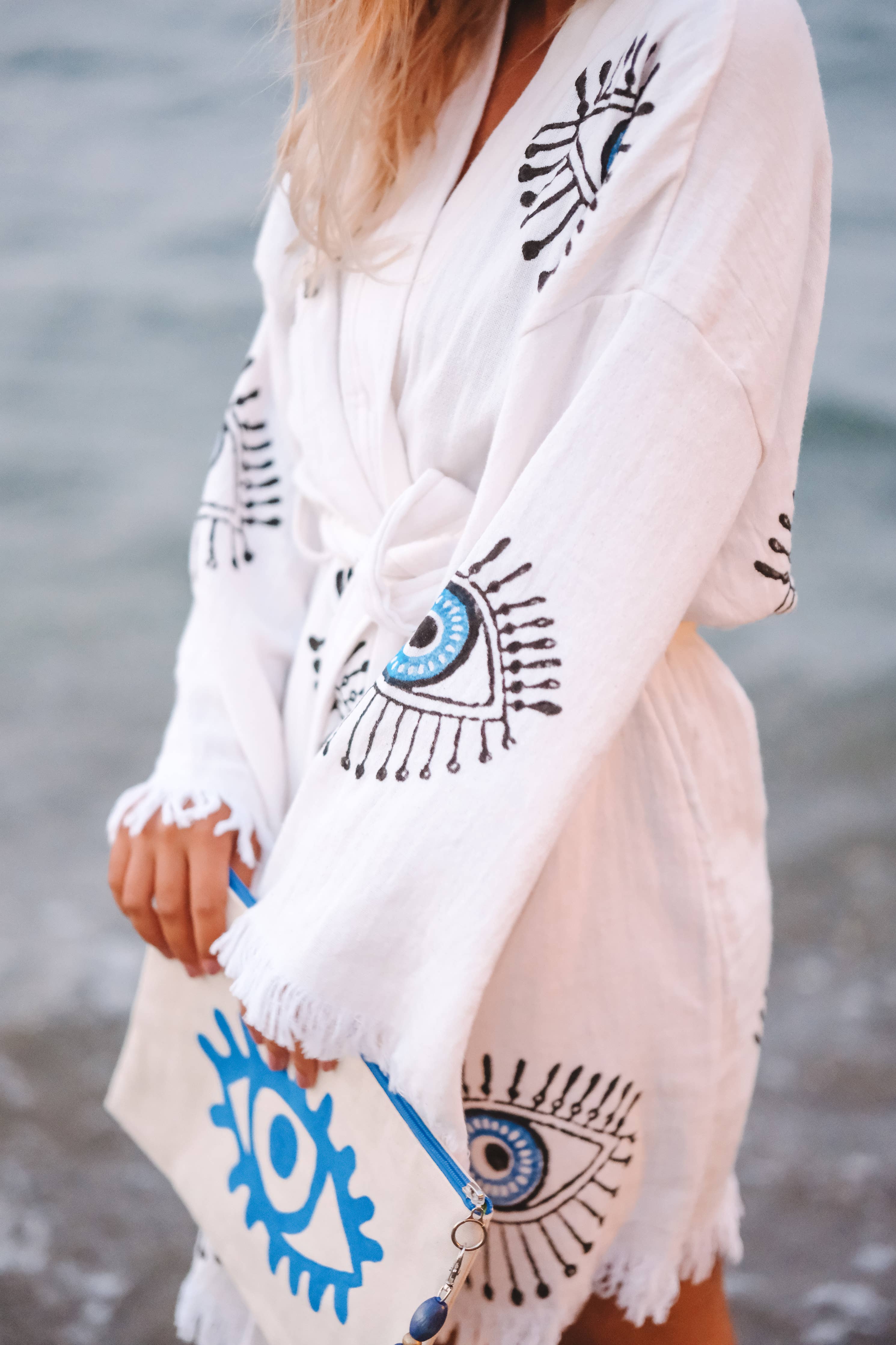 Turkish Evil Eye Short Kaftan Kimono