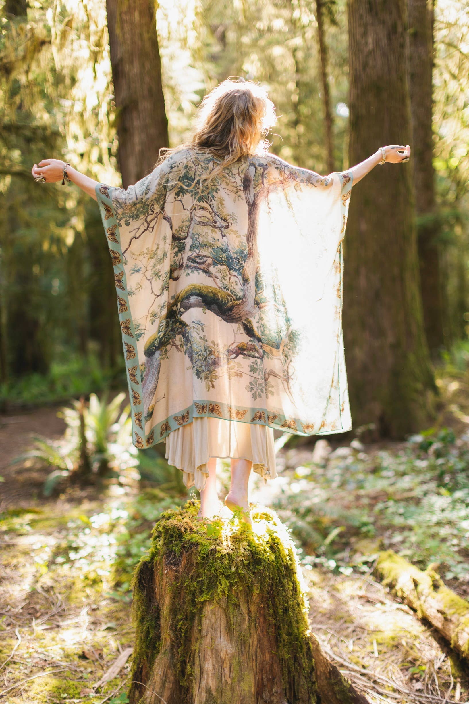 Earth and Sky Bohemian Goddess Starduster Kimono w/Trees