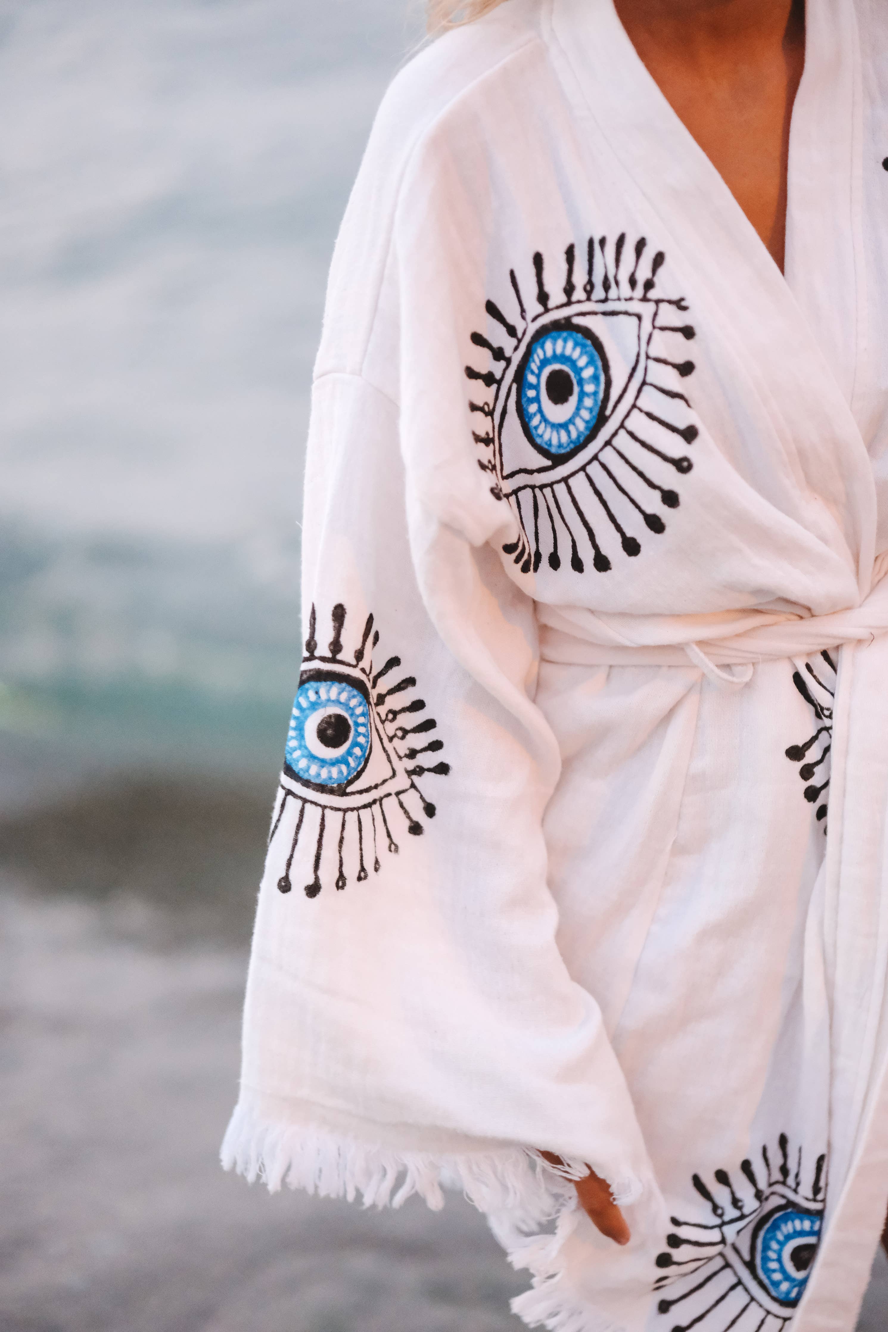Turkish Evil Eye Short Kaftan Kimono