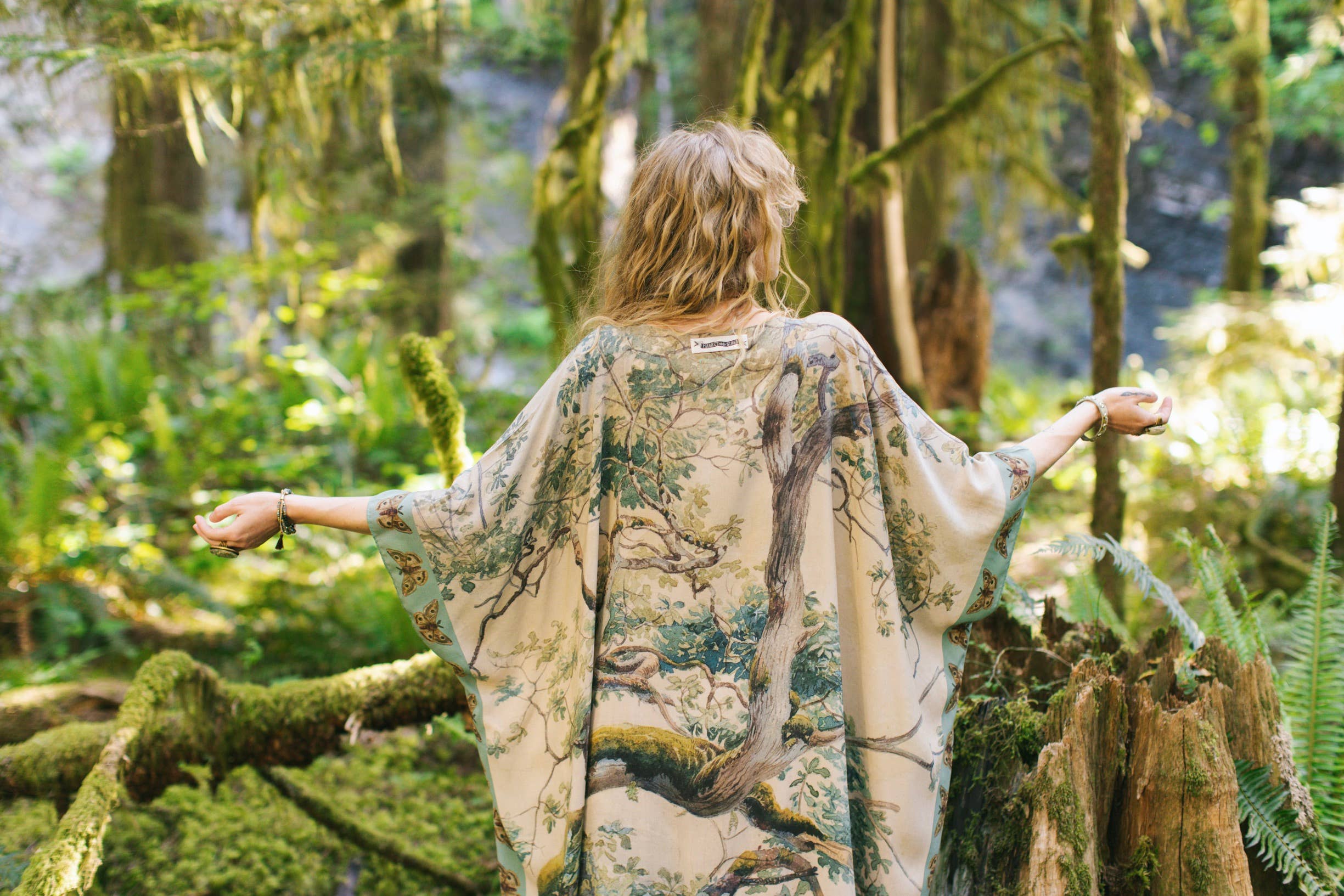 Earth and Sky Bohemian Goddess Starduster Kimono w/Trees