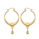 Gold Lotus Drop Hoop Earrings