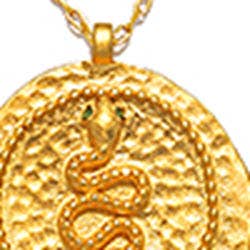 18" Emerald Snake Coin Pendant Necklace