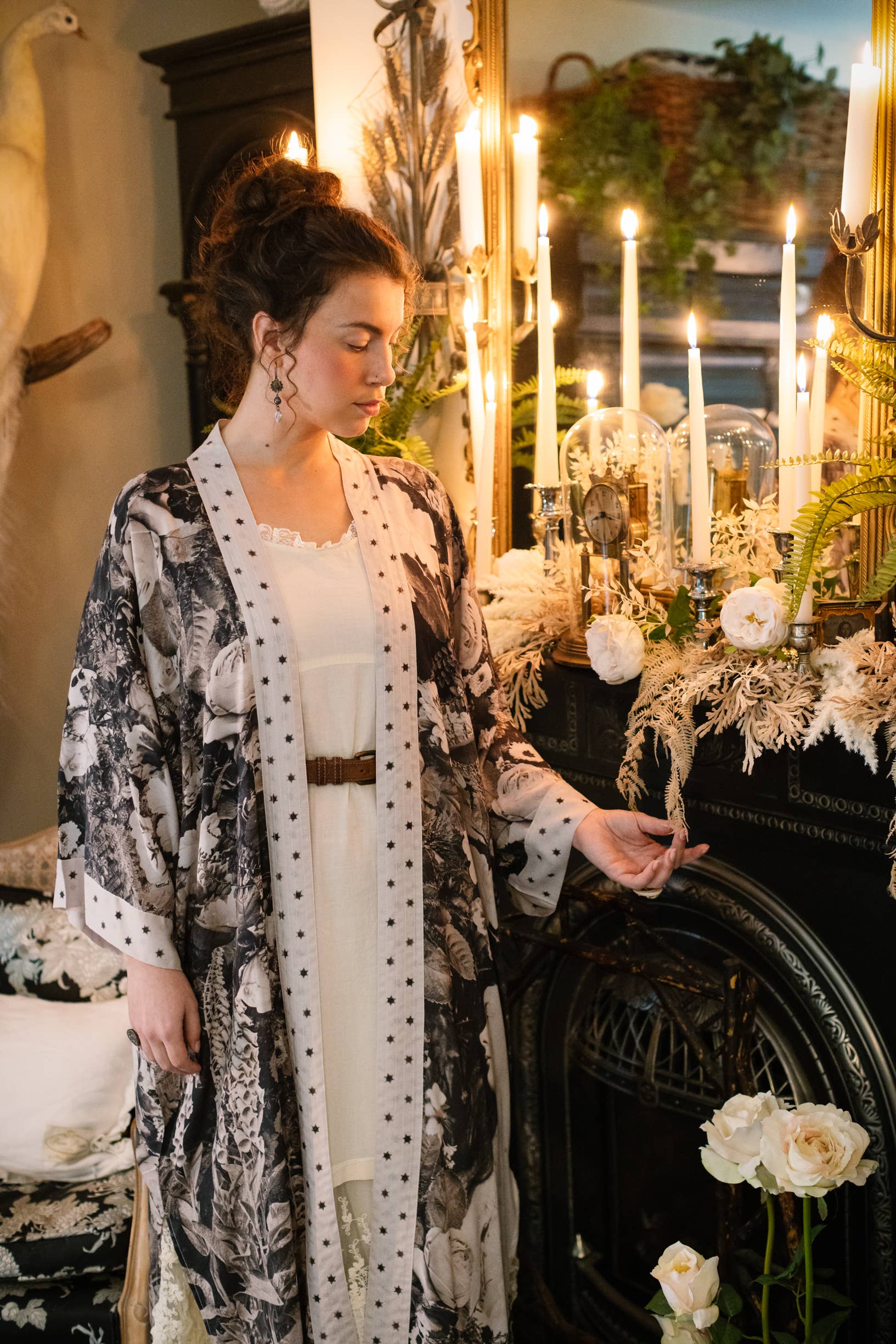 The Looking Glass Opera Duster Bamboo Kimono Robe w/ Alice