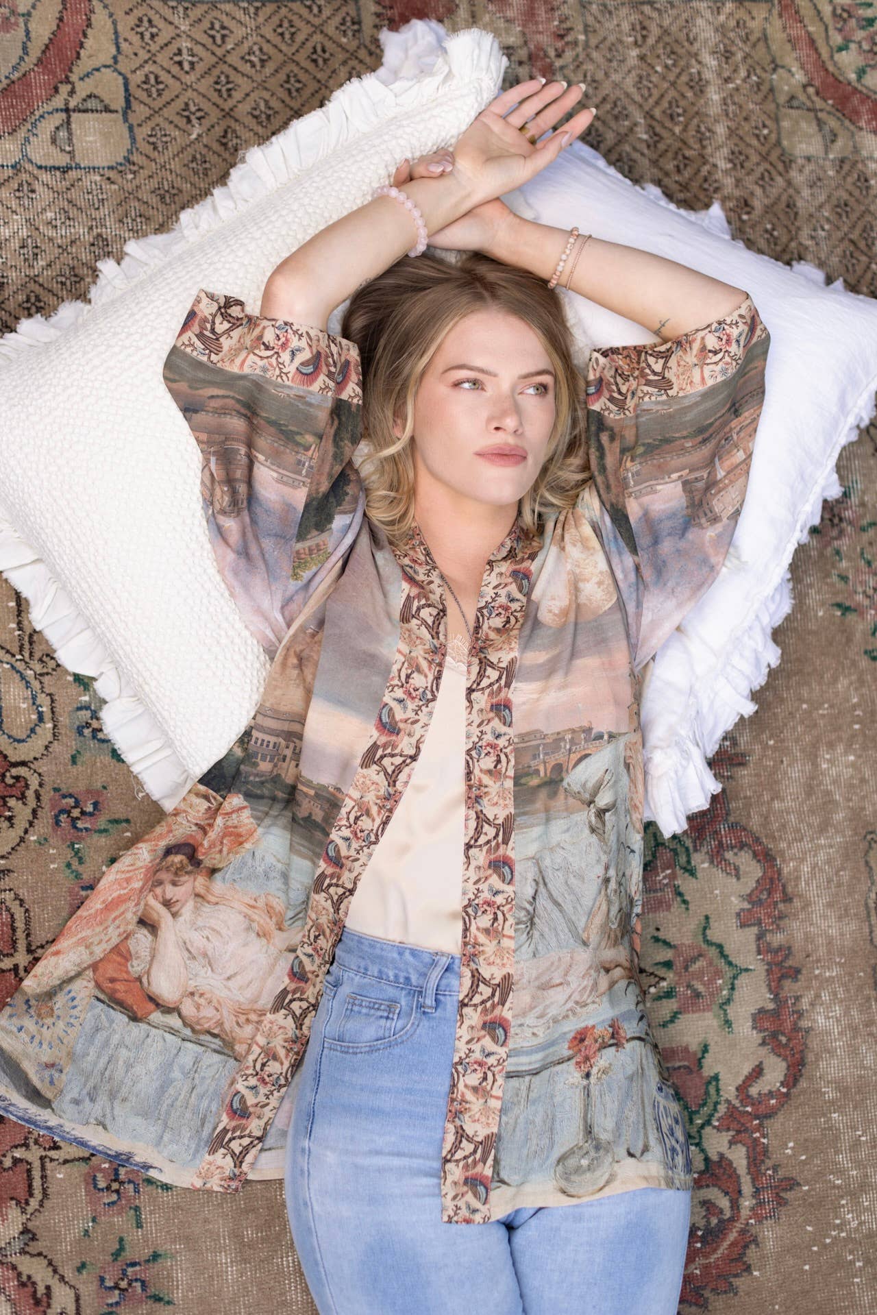 Imaginarium Matinée Duster Bamboo  Kimono w/ Moon mid-length