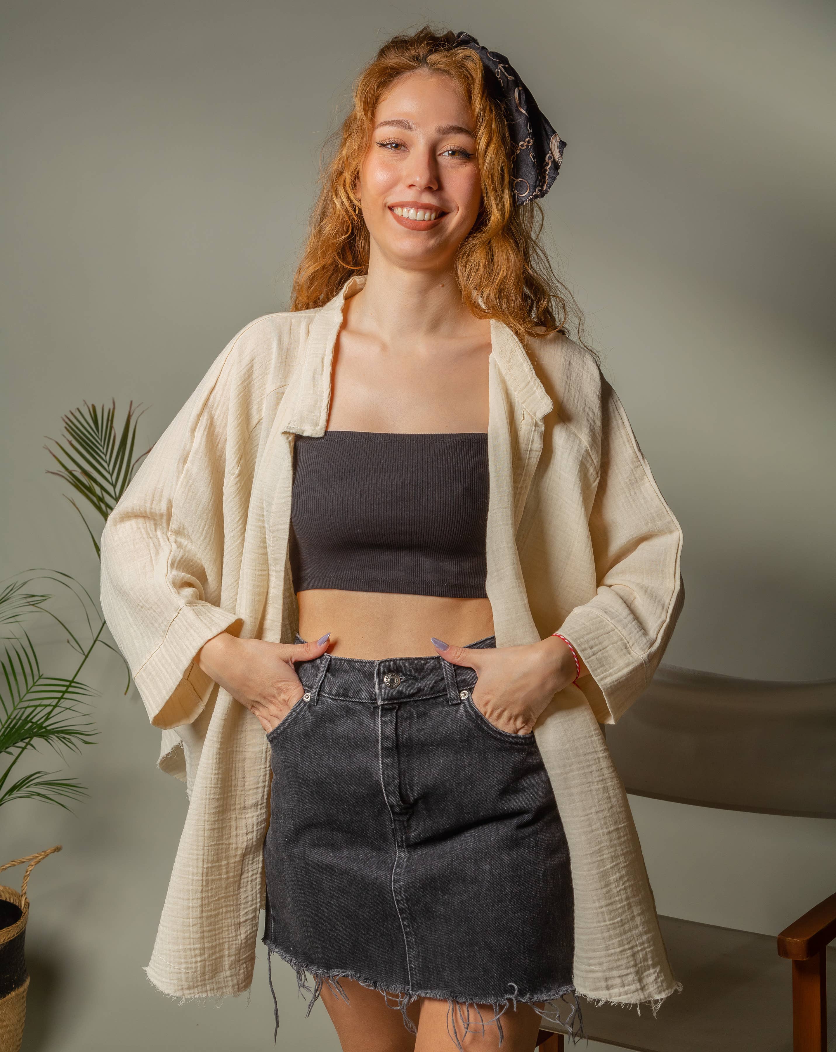 Moon Phases Muslin Kimono Robe / Poncho