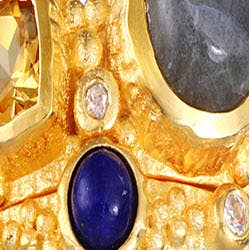 Citrine Labradorite Lapis and White Topaz Cluster Ring