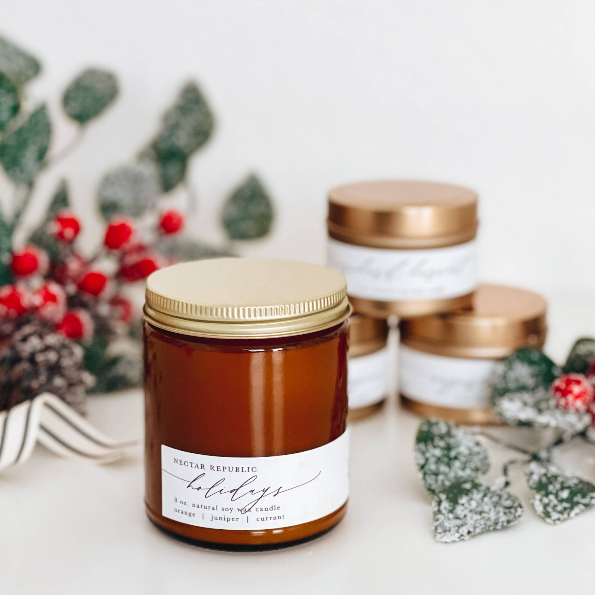 Holidays : Jar Soy Candle  ( Christmas Winter Tree Wreath )